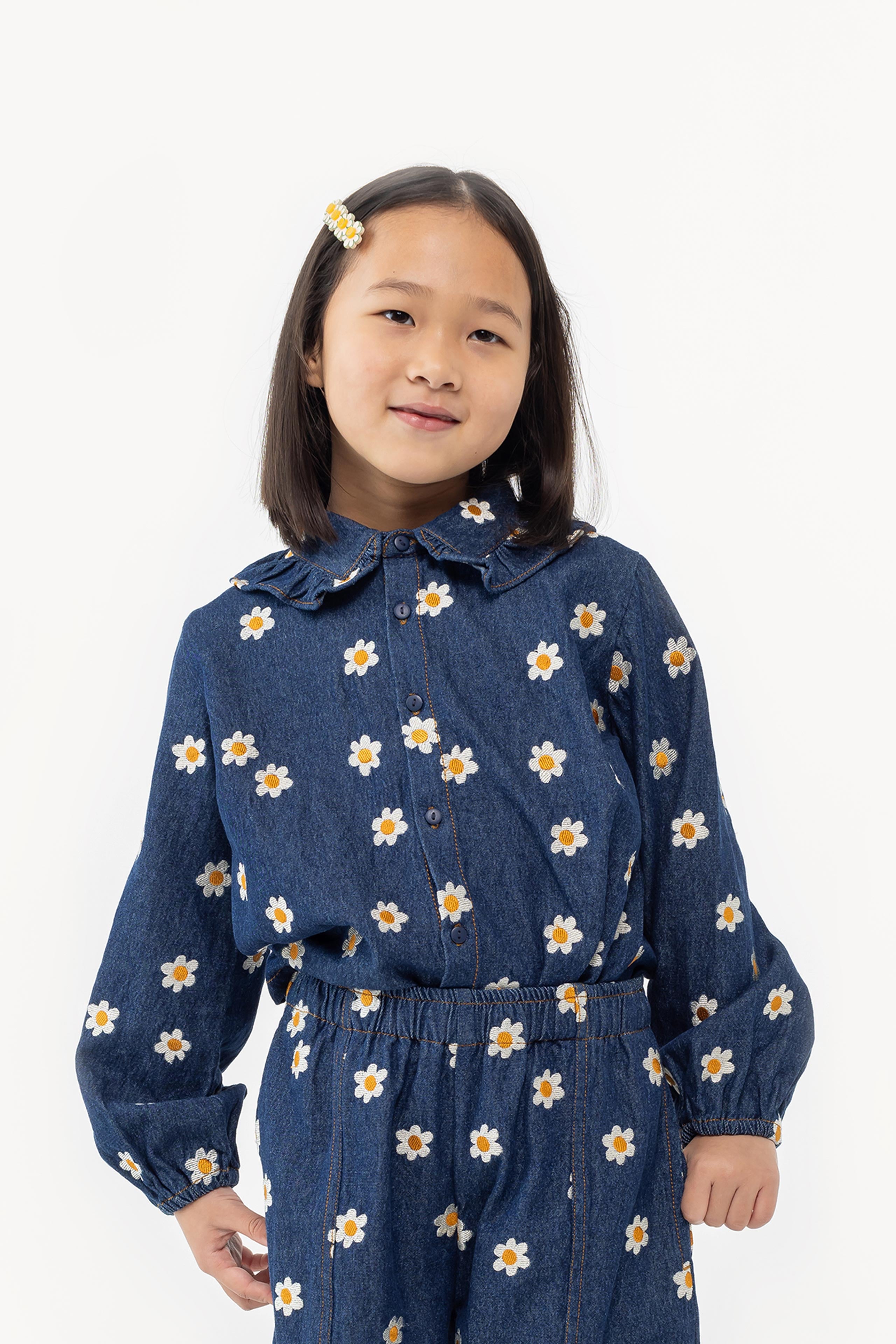 DENIM DAISY FRILL COLLAR SHIRT