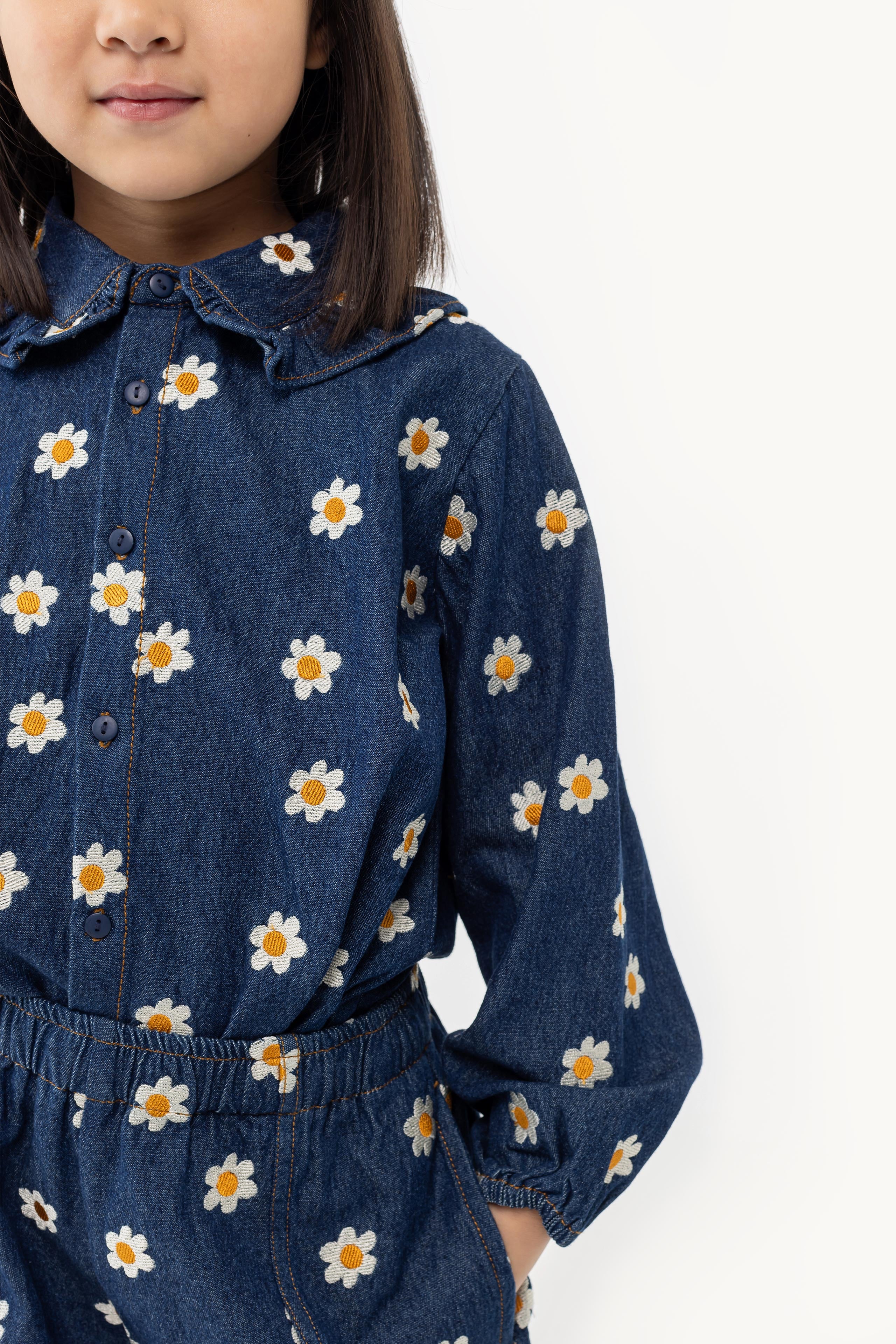 DENIM DAISY FRILL COLLAR SHIRT