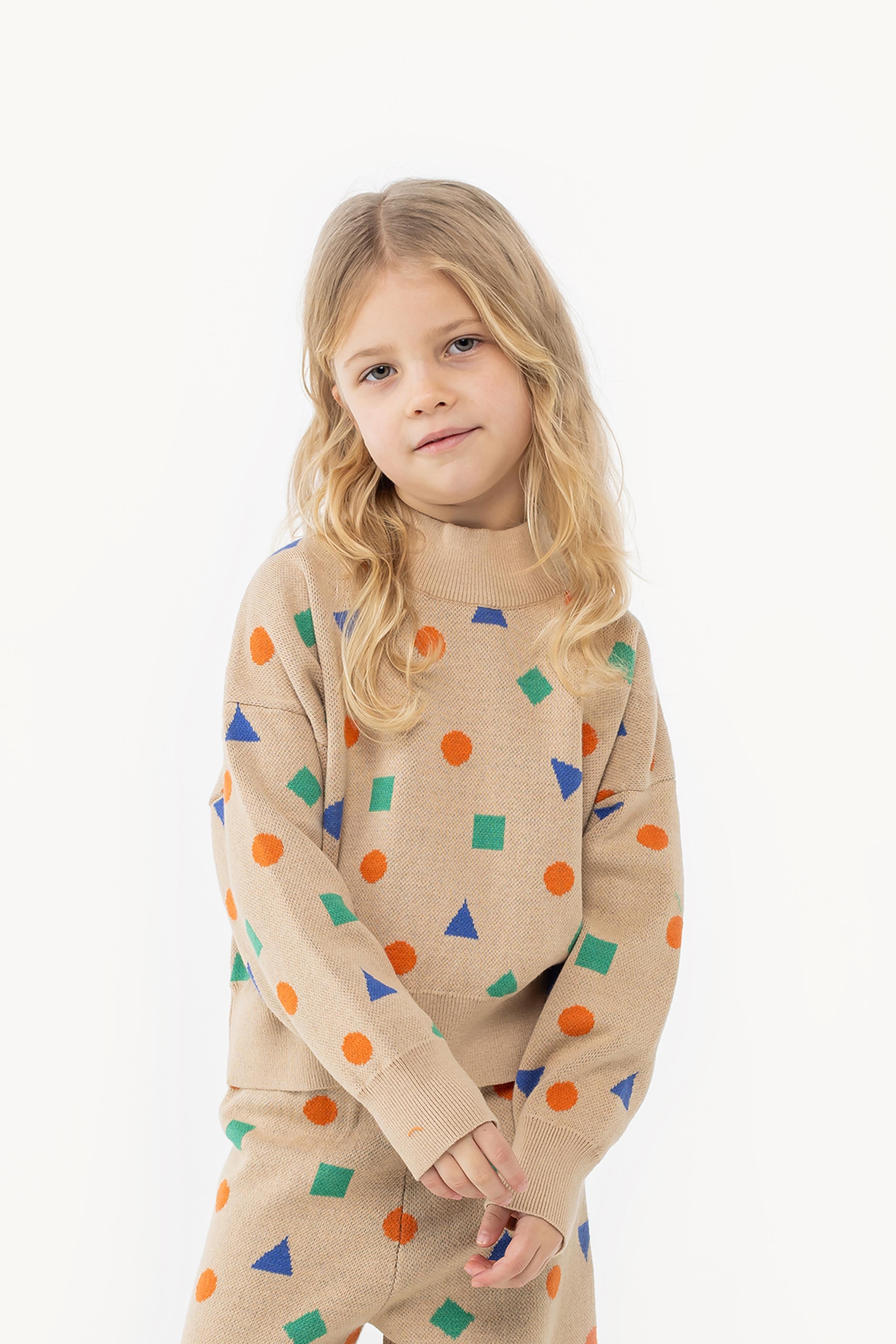 GEOMETRIC MOCKNECK SWEATER