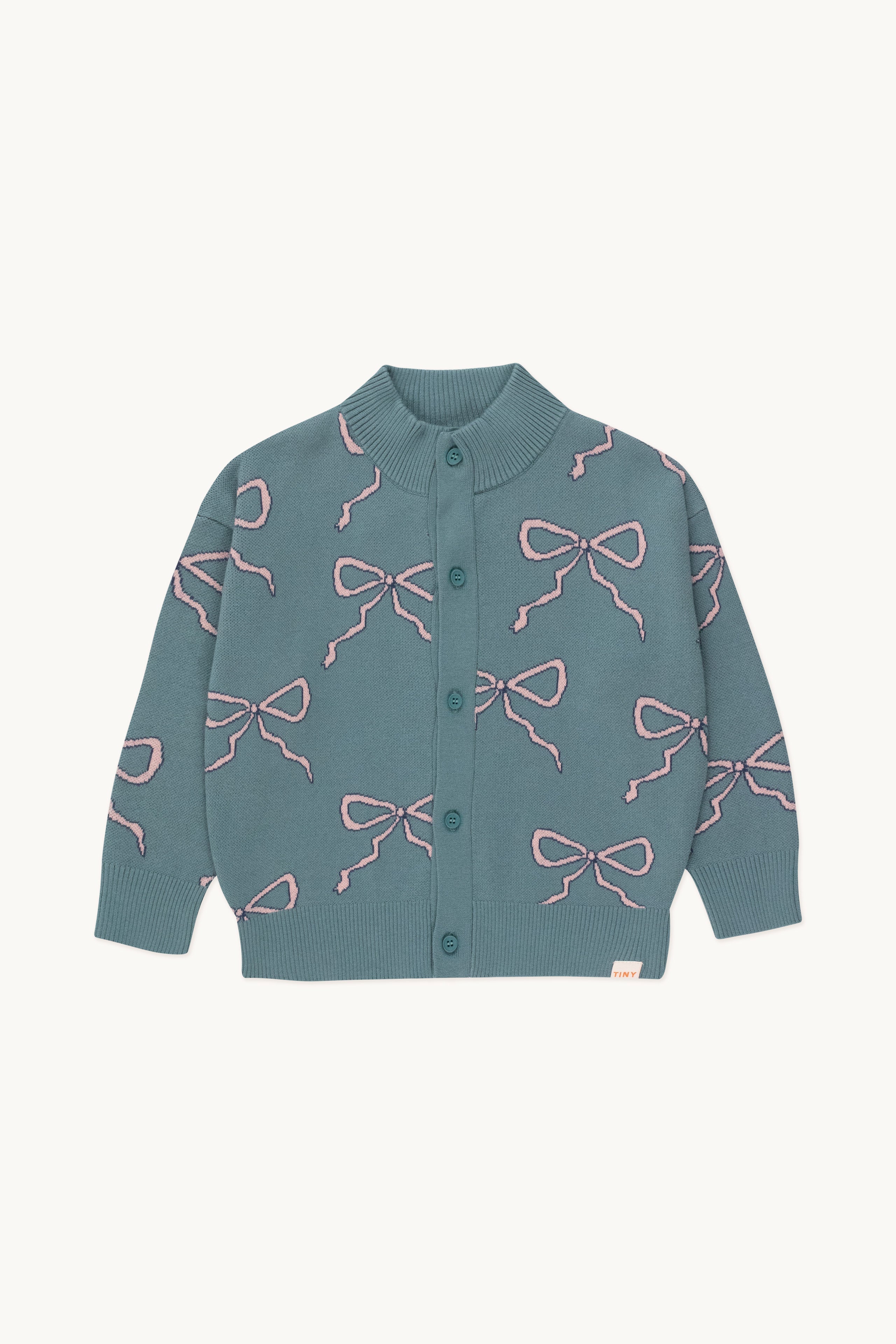 BOW MOCKNECK CARDIGAN