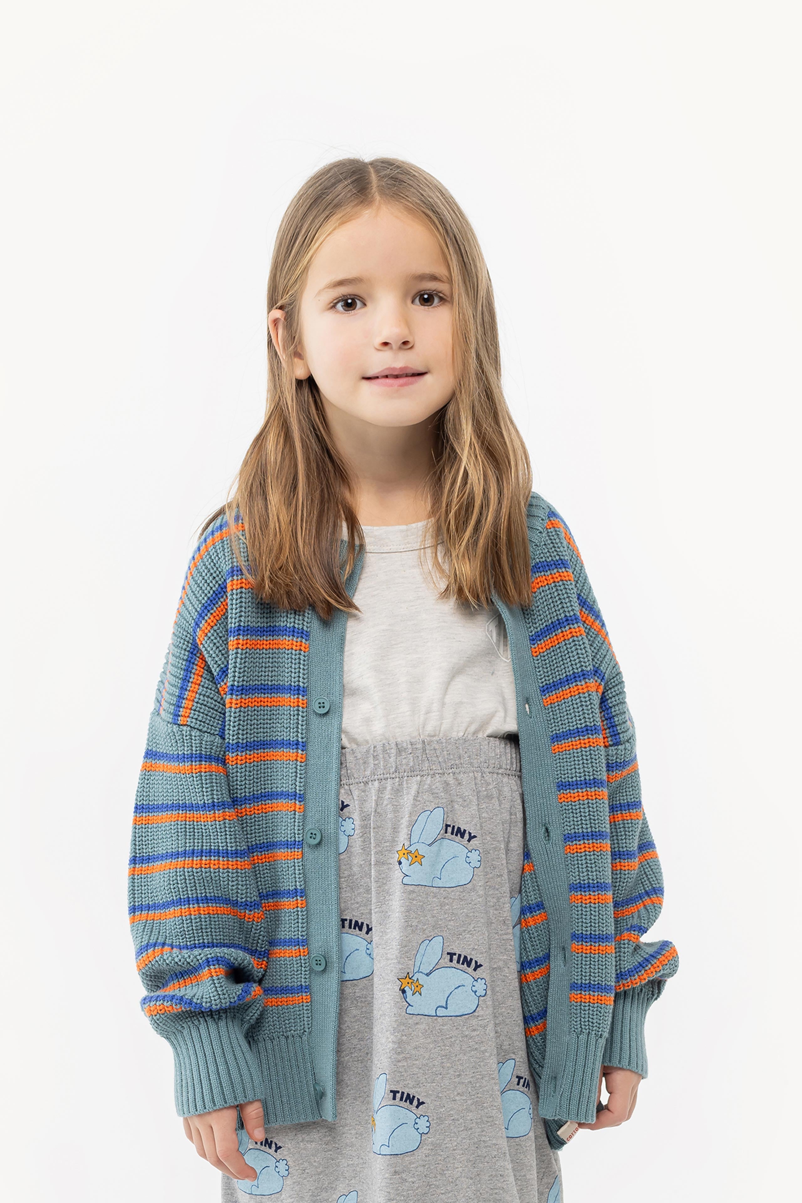 STRIPES MOCKNECK CARDIGAN