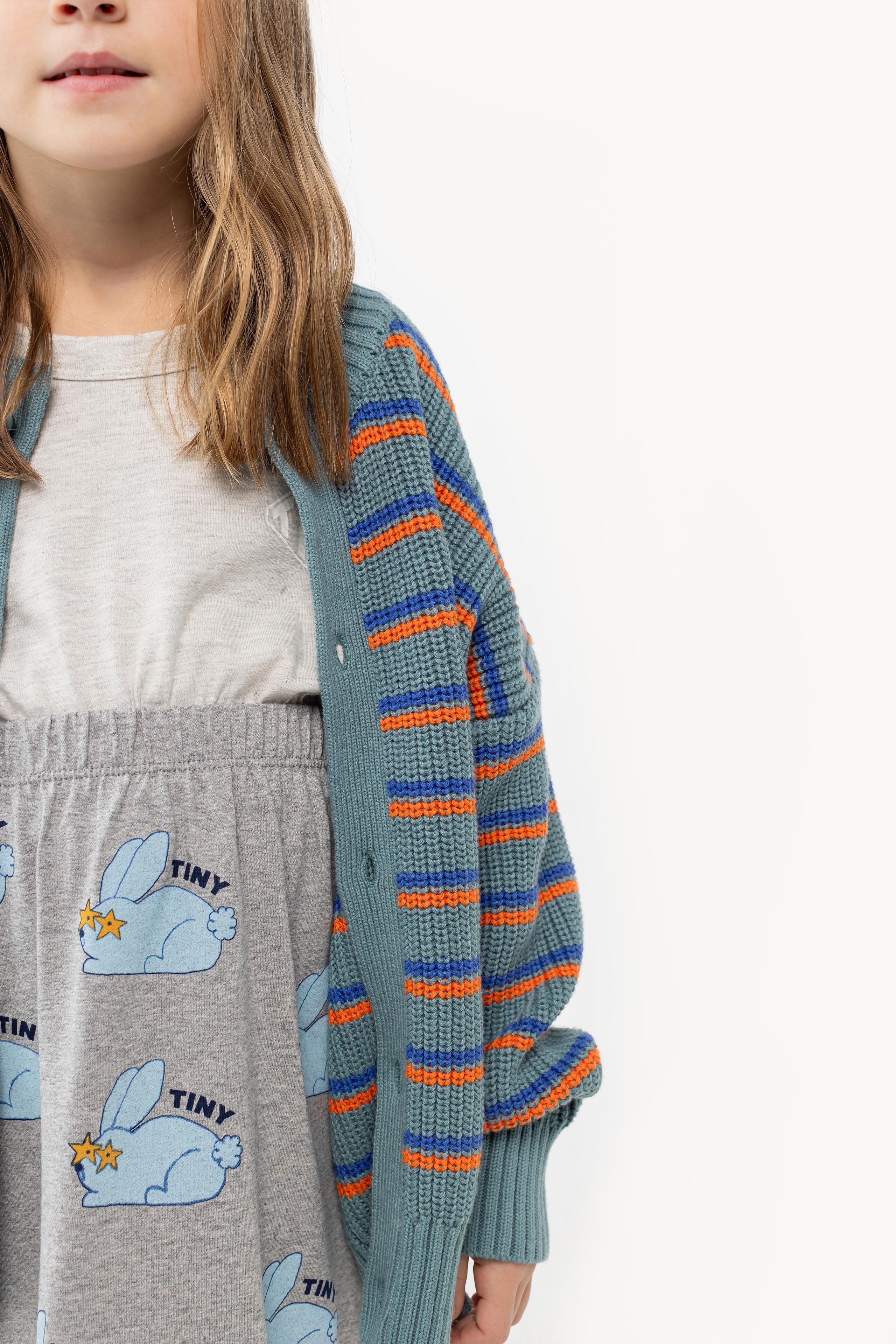 STRIPES MOCKNECK CARDIGAN