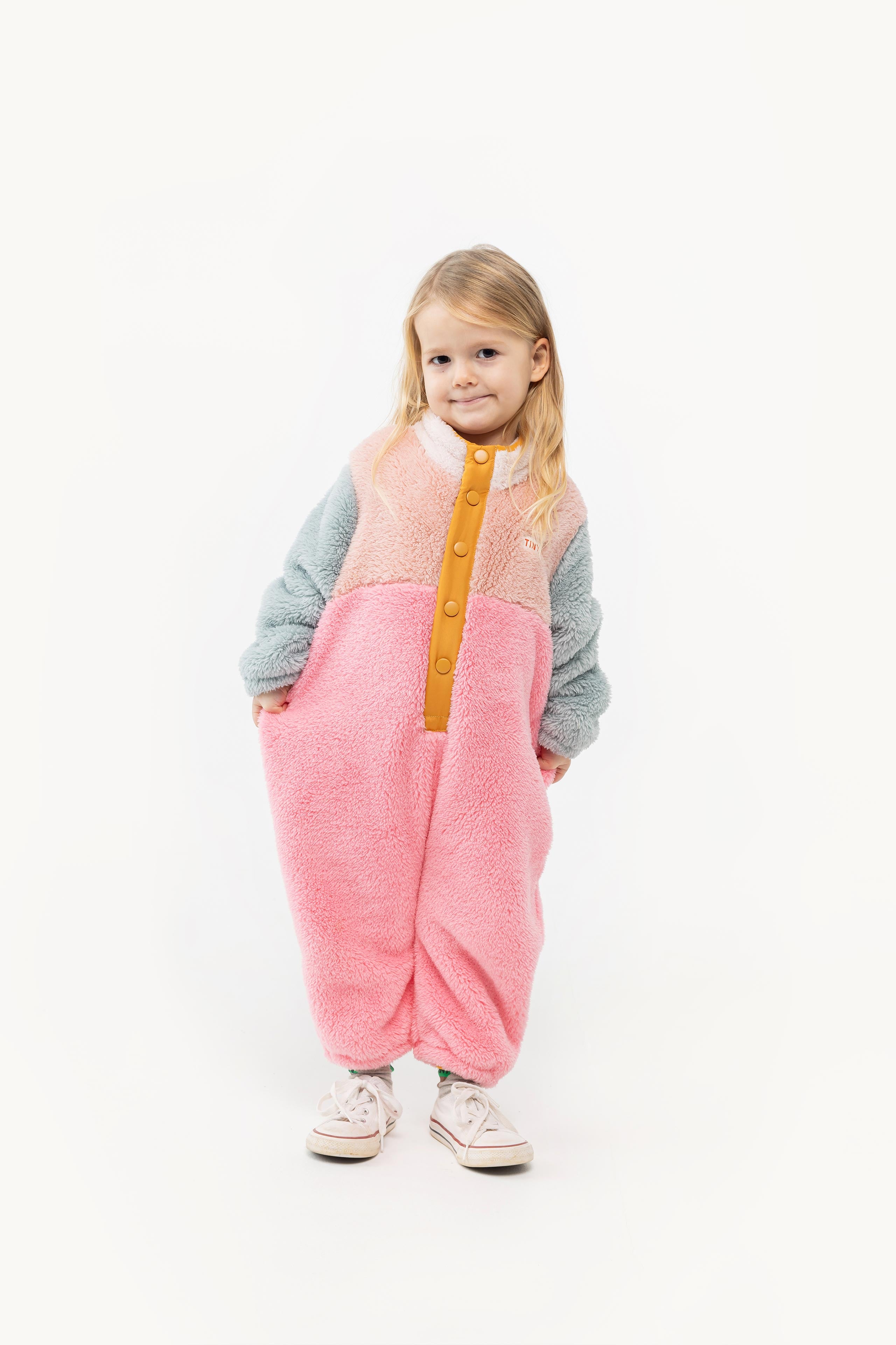 COLOR BLOCK POLAR SHERPA ONE-PIECE