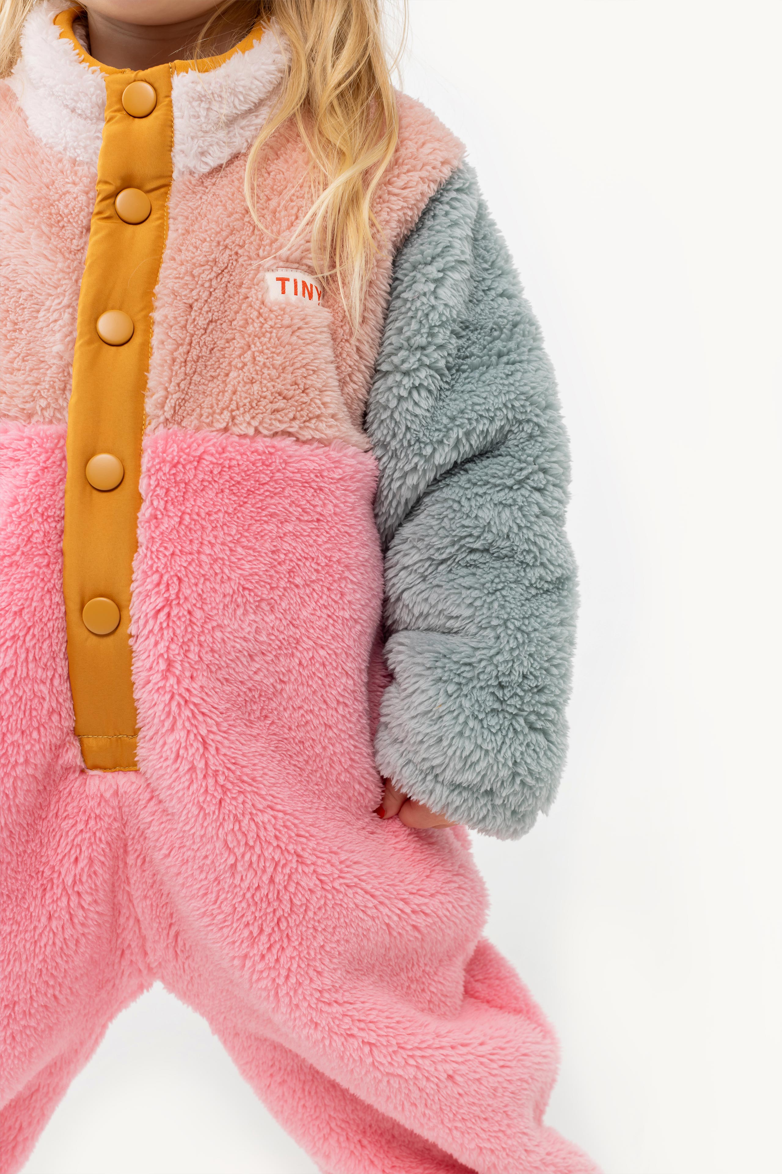COLOR BLOCK POLAR SHERPA ONE-PIECE