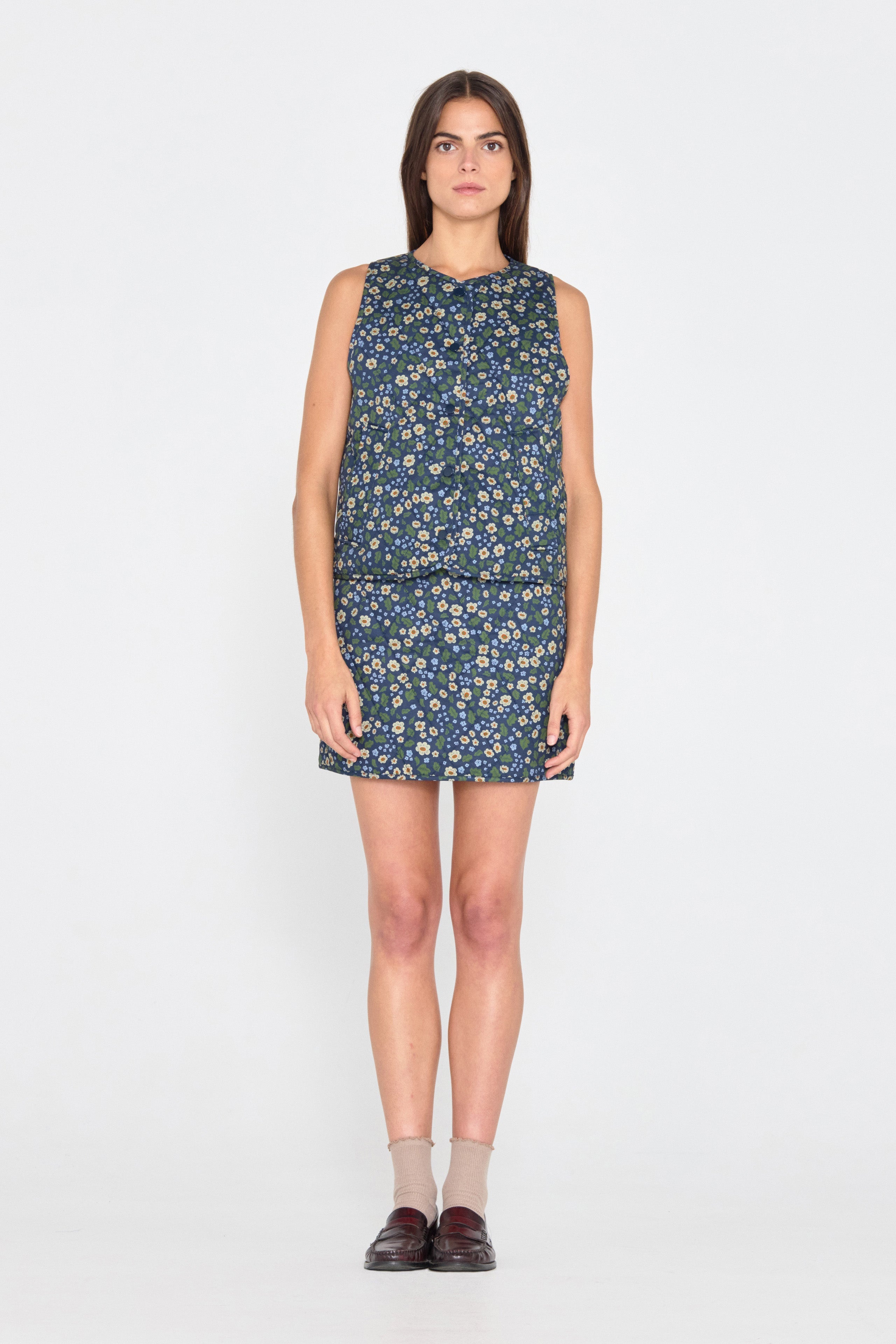 FLOWERS QUILTED SKIRT