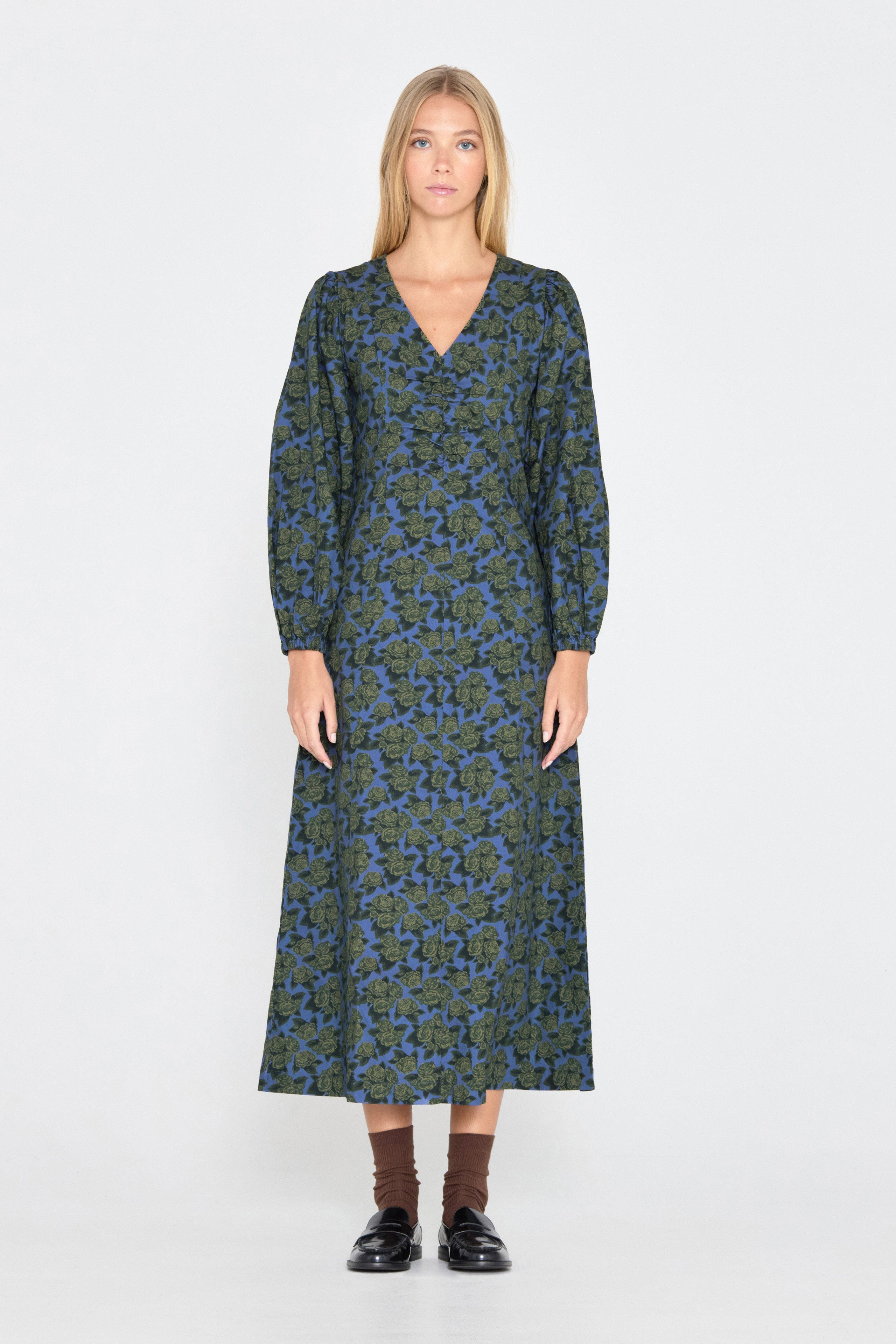 ROSES PUFF SLEEVES DRESS