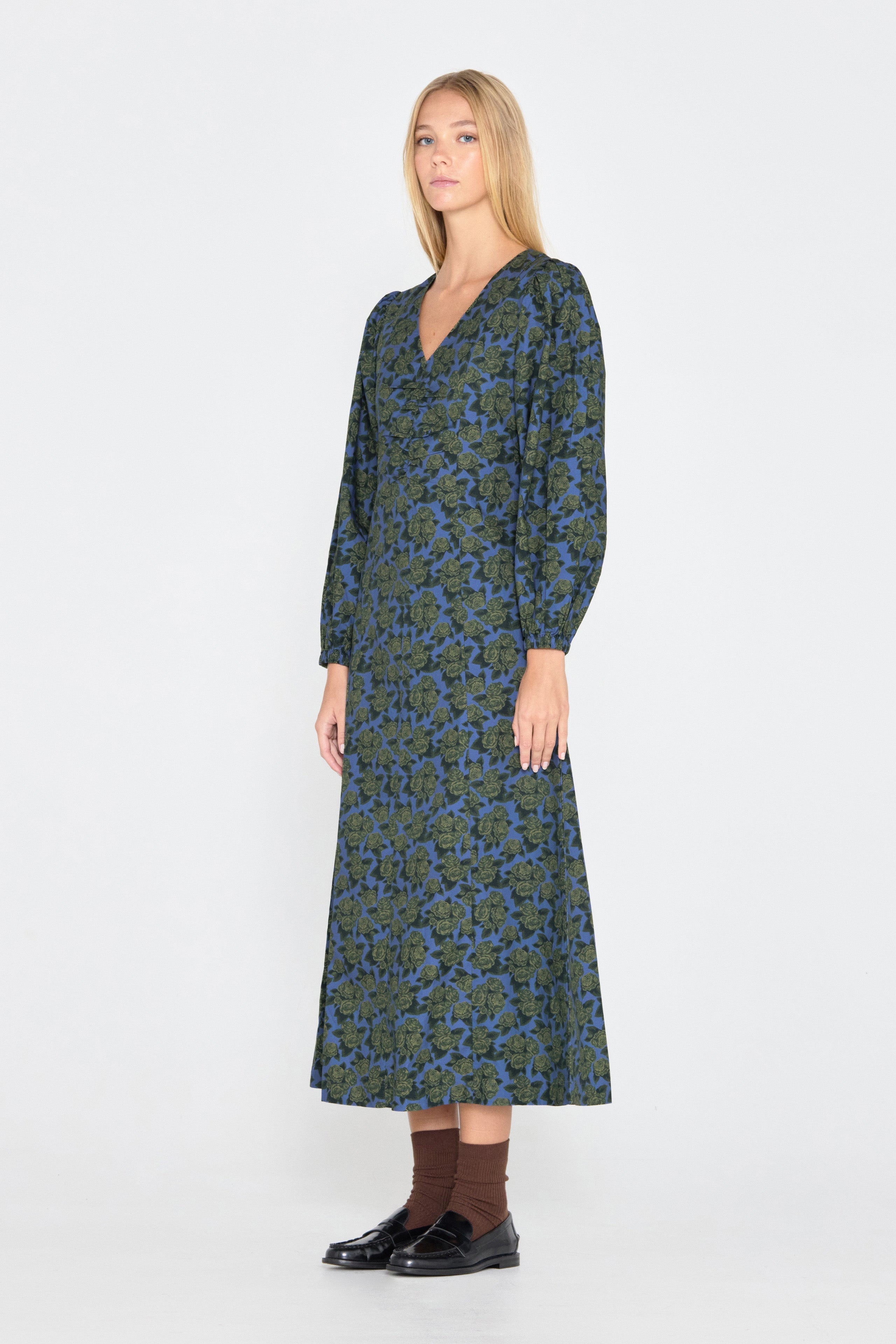 ROSES PUFF SLEEVES DRESS