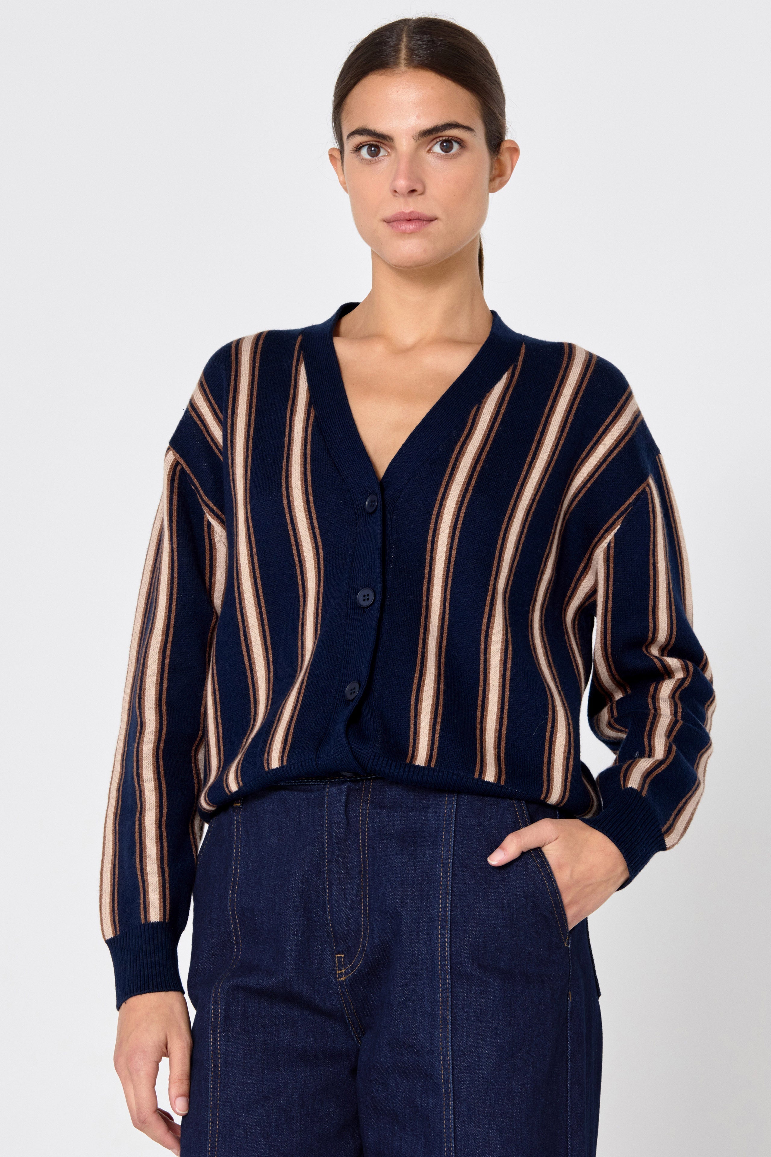 INES STRIPED CARDIGAN