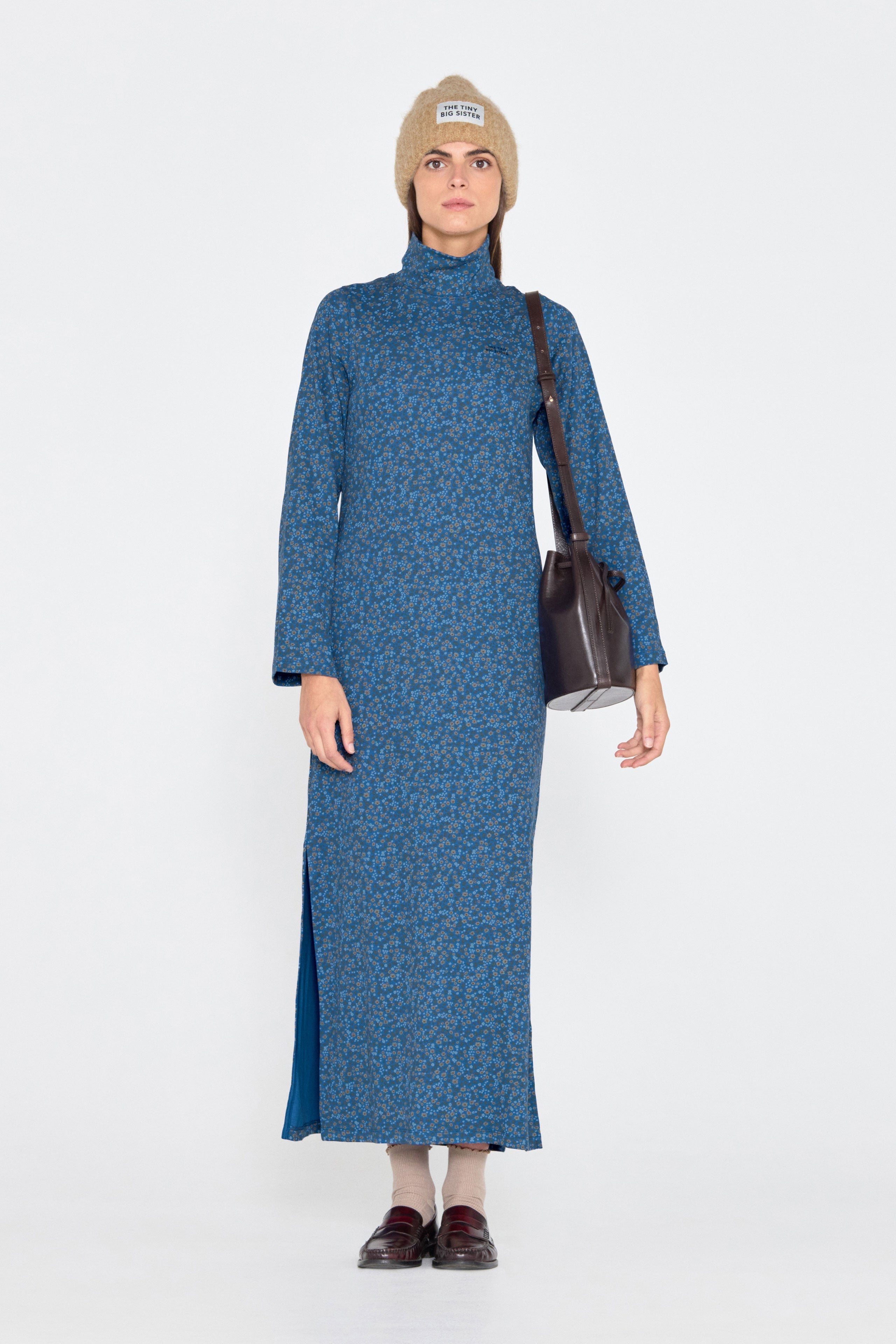 FLOWERS TURTLENECK DRESS