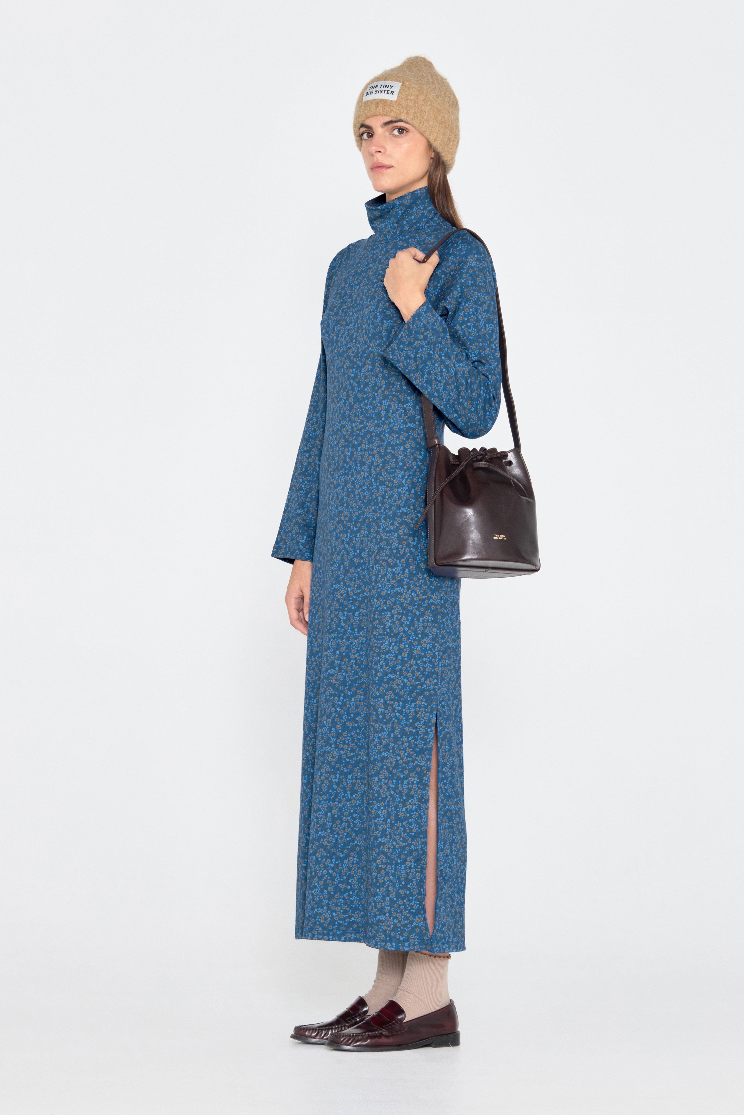 FLOWERS TURTLENECK DRESS