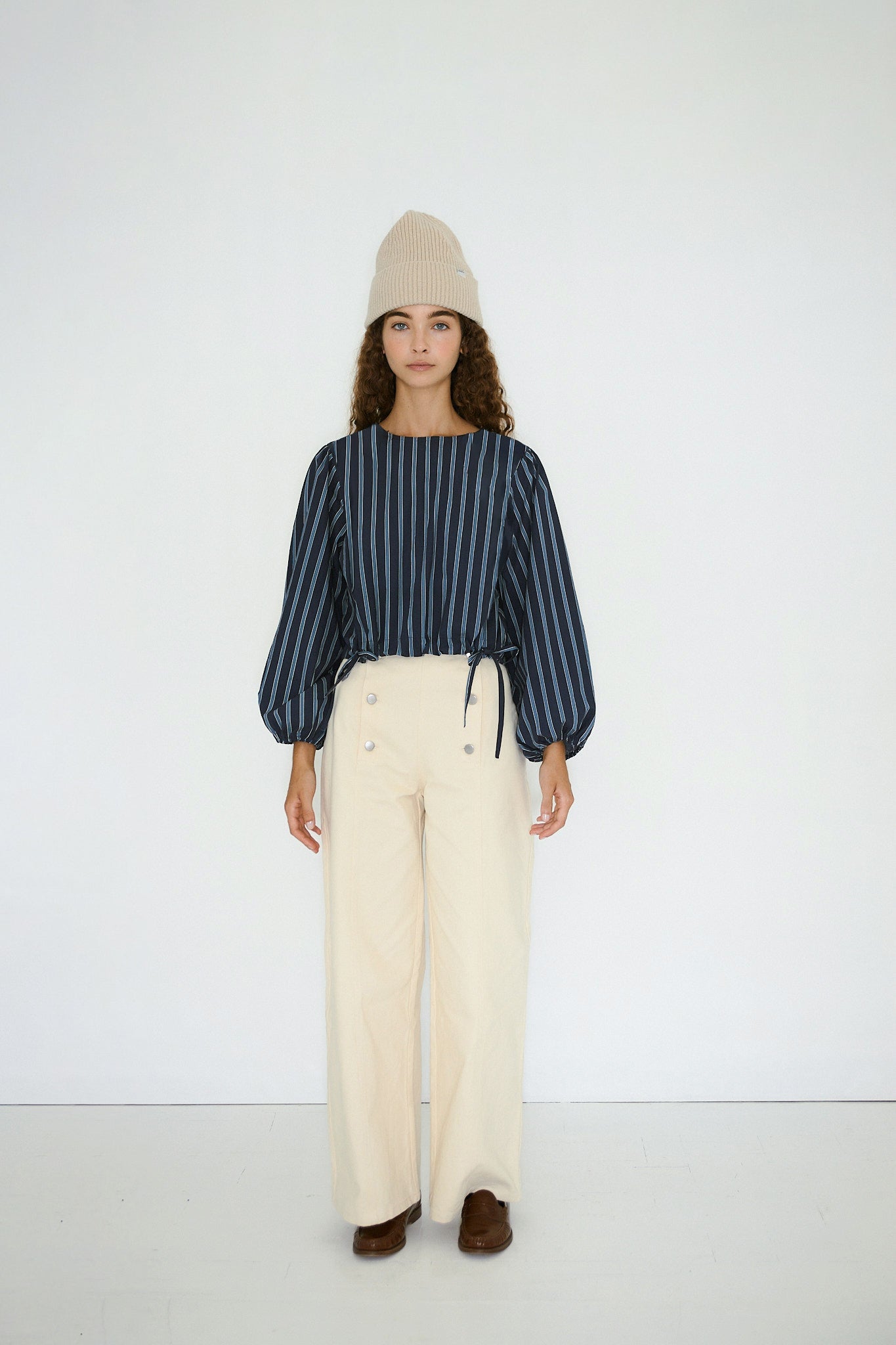 BLUSE GESTREIFT PUFFÄRMEL