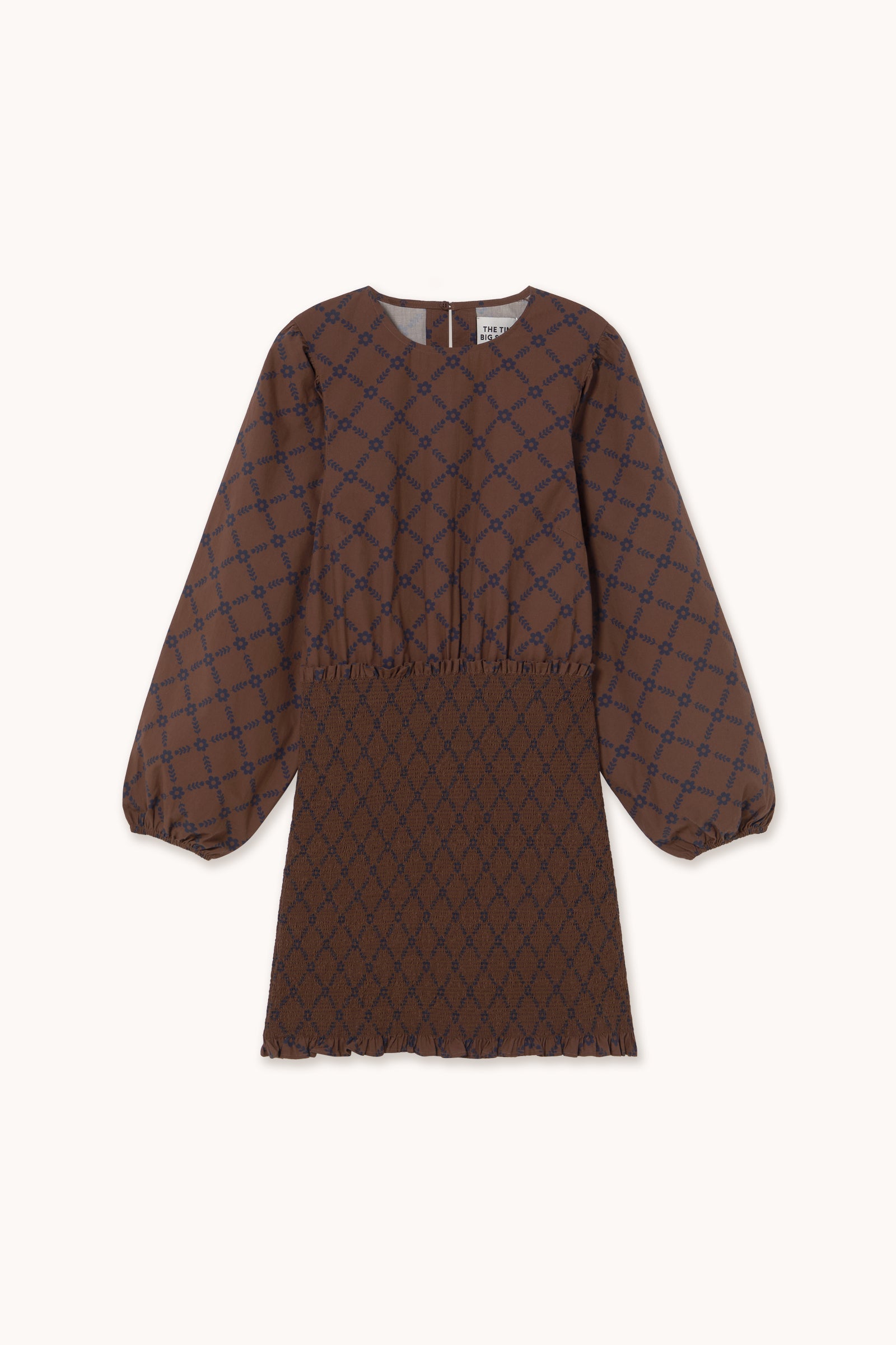 KLEID MIT PUFFÄRMELN GRID FLOWERS