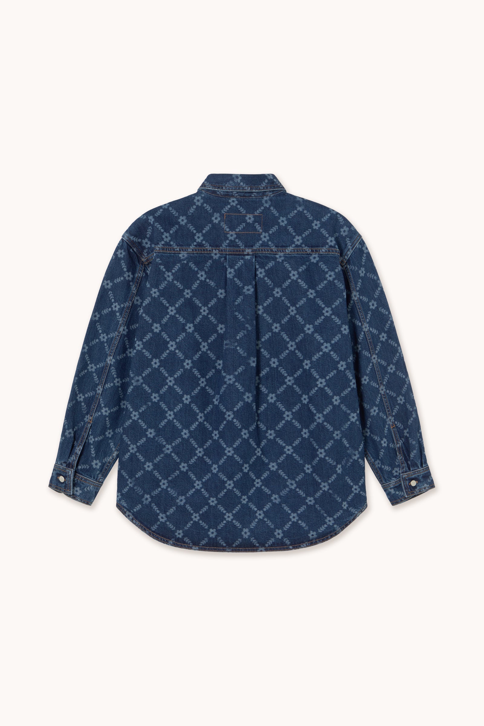 HEMD GRID DENIM FLOWERS