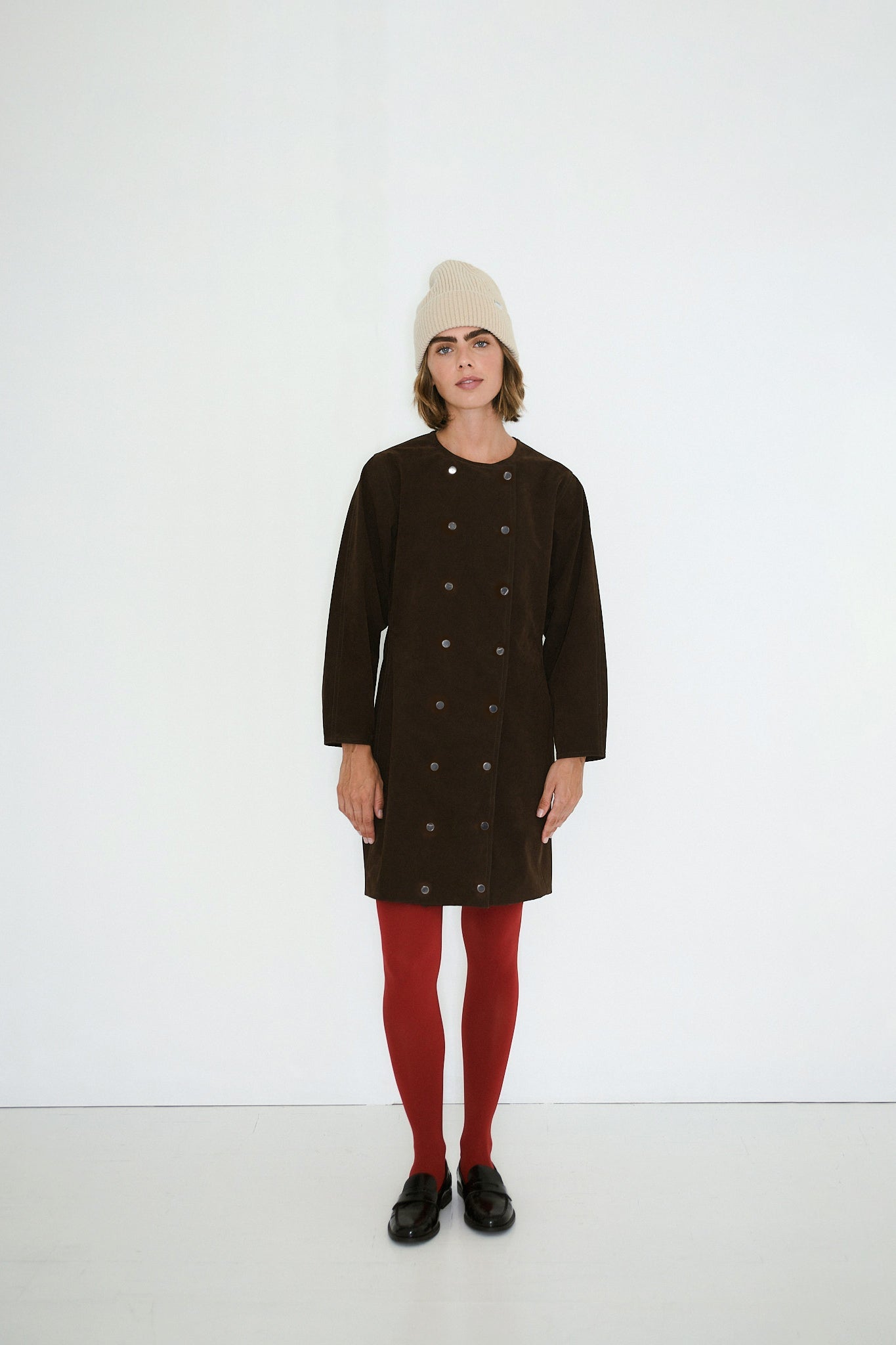 KUNSTWILDLEDER-KLEID GEKNÖPFT