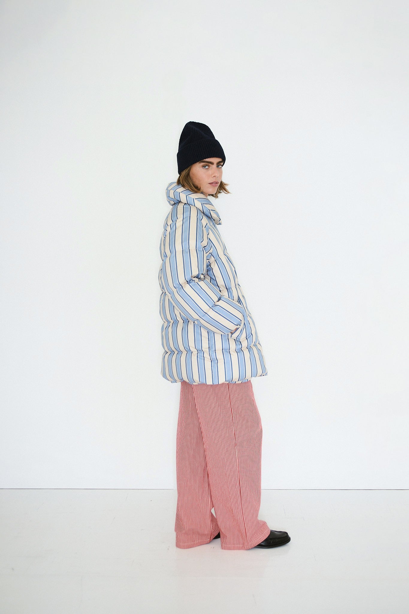 GESTREIFTE MIDI-JACKE