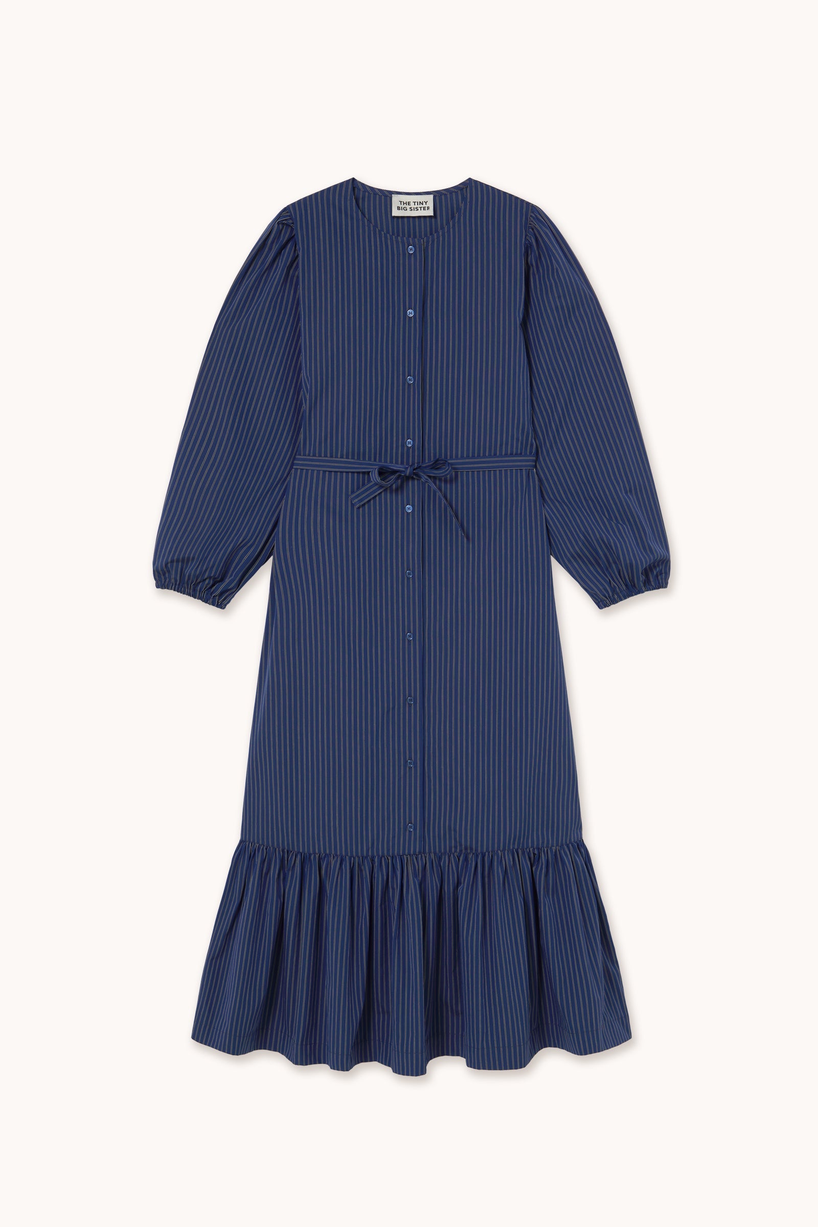 GESTREIFTES KLEID MIT RÜSCHEN