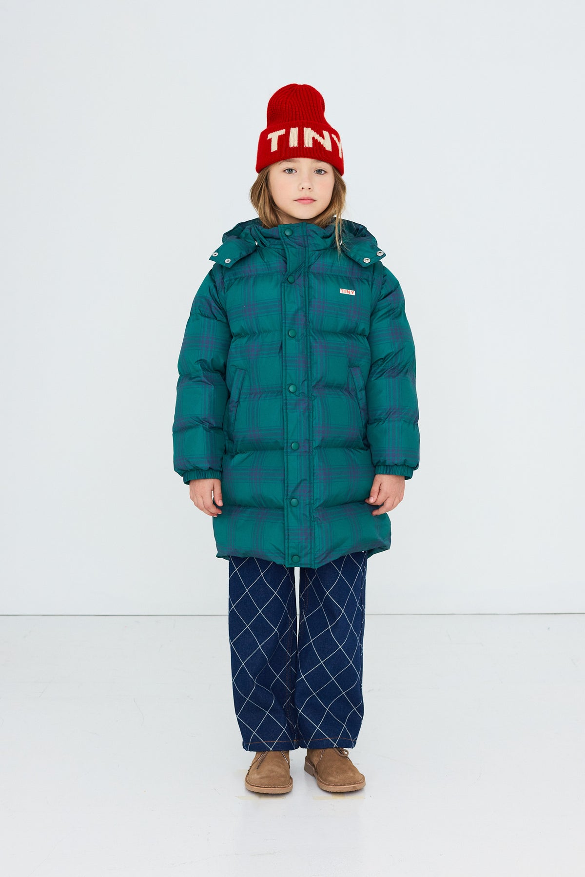 GREEN CHECK PADDED JACKET
