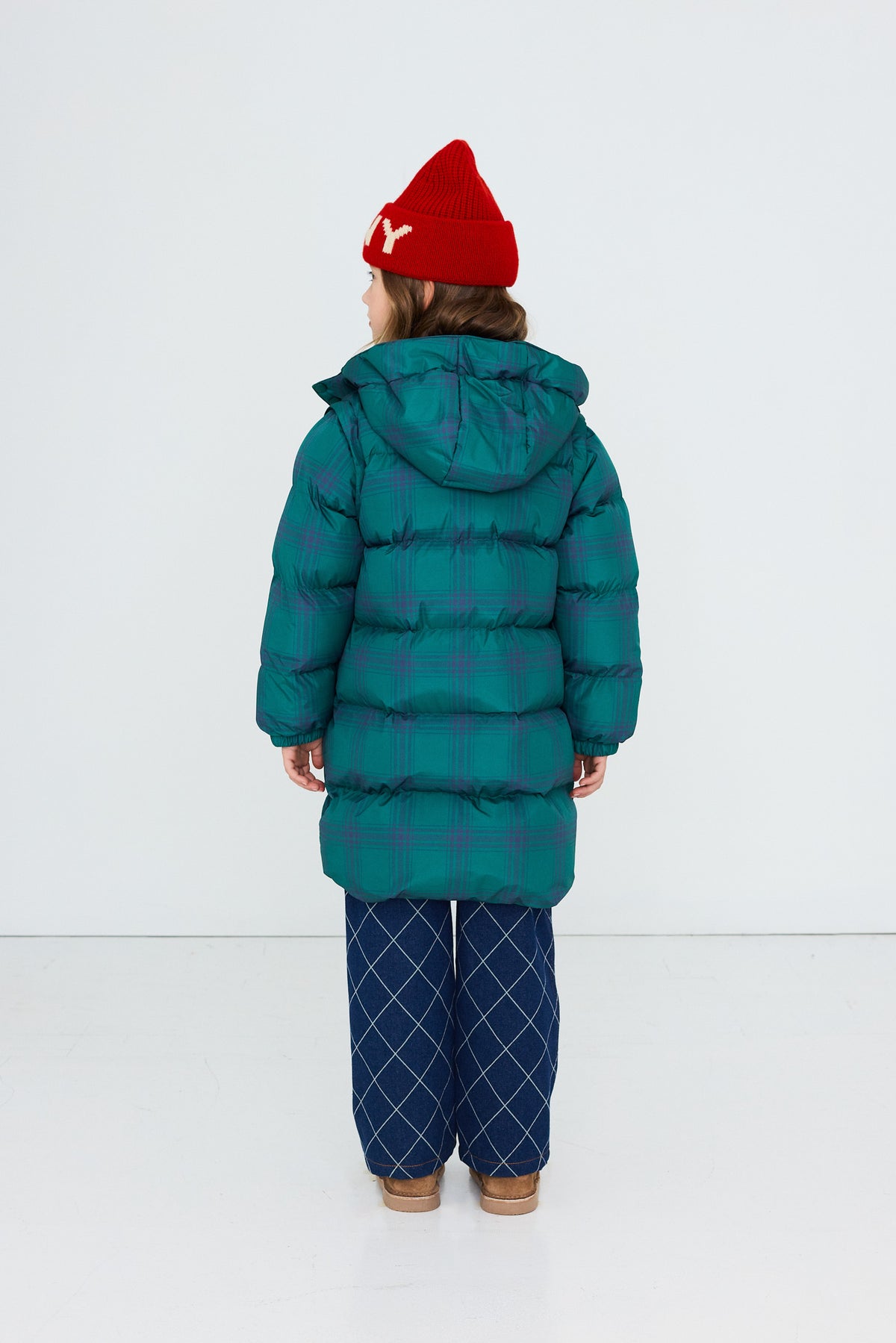 GREEN CHECK PADDED JACKET