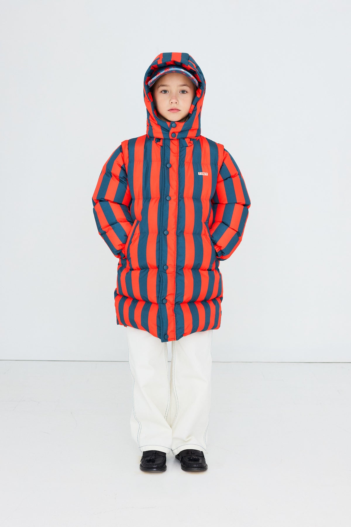 RED-BLUE STRIPES PADDED JACKET