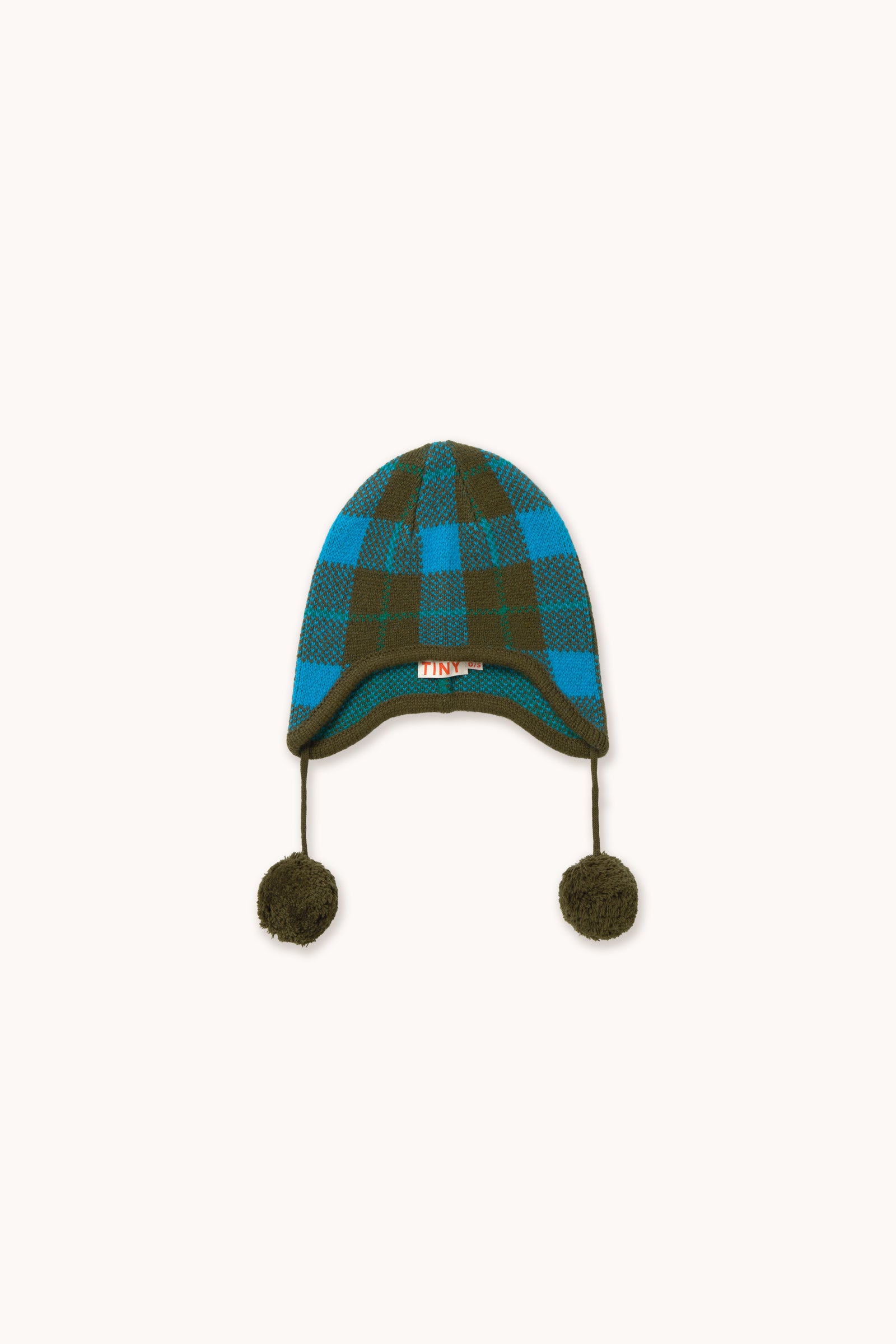 CHECK BLUE EARFLAP BEANIE