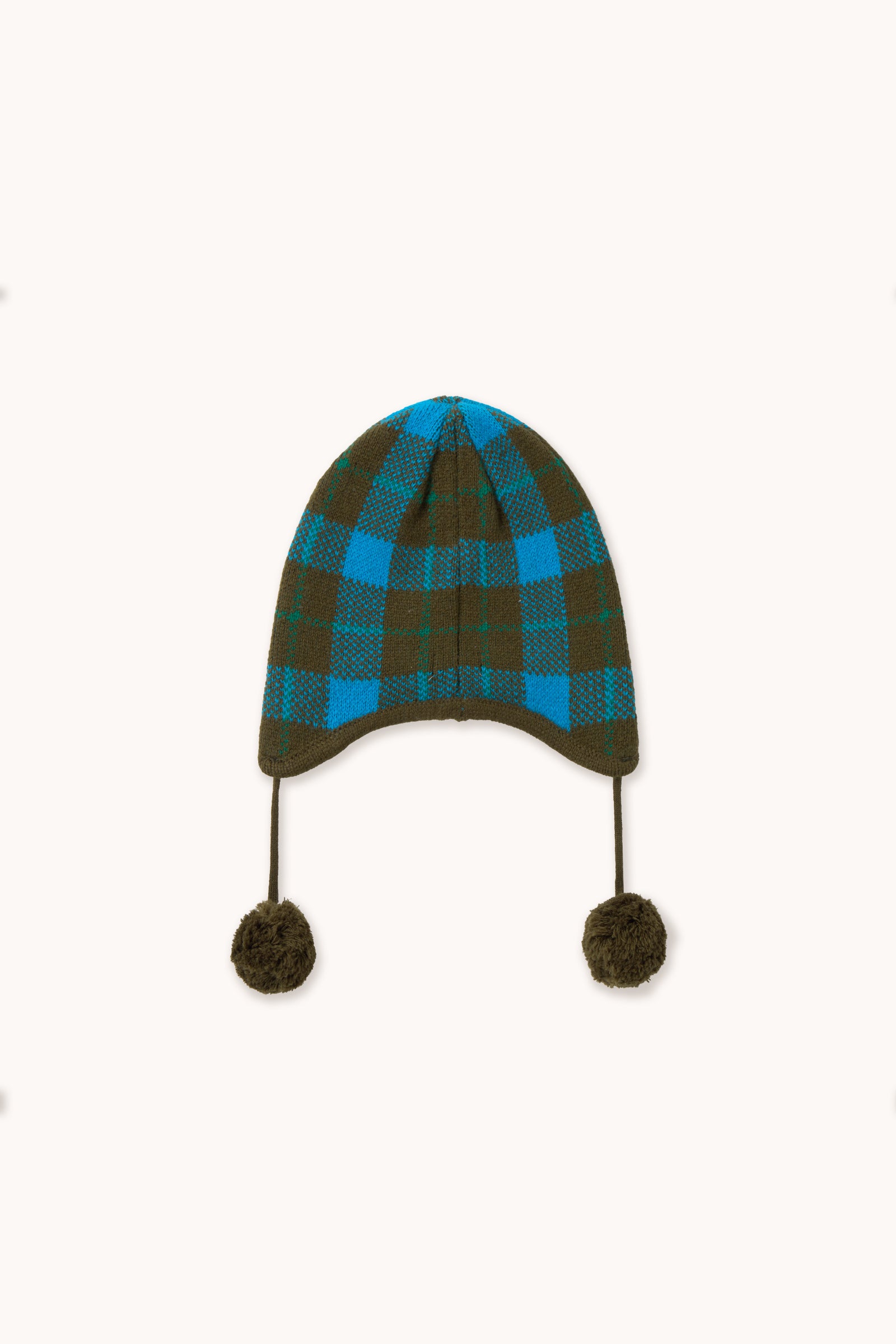 CHECK BLUE EARFLAP BEANIE