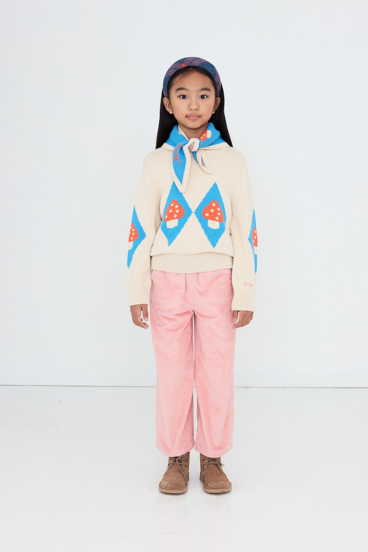 MUSHROOM DIAMONDS MOCKNECK SWEATER