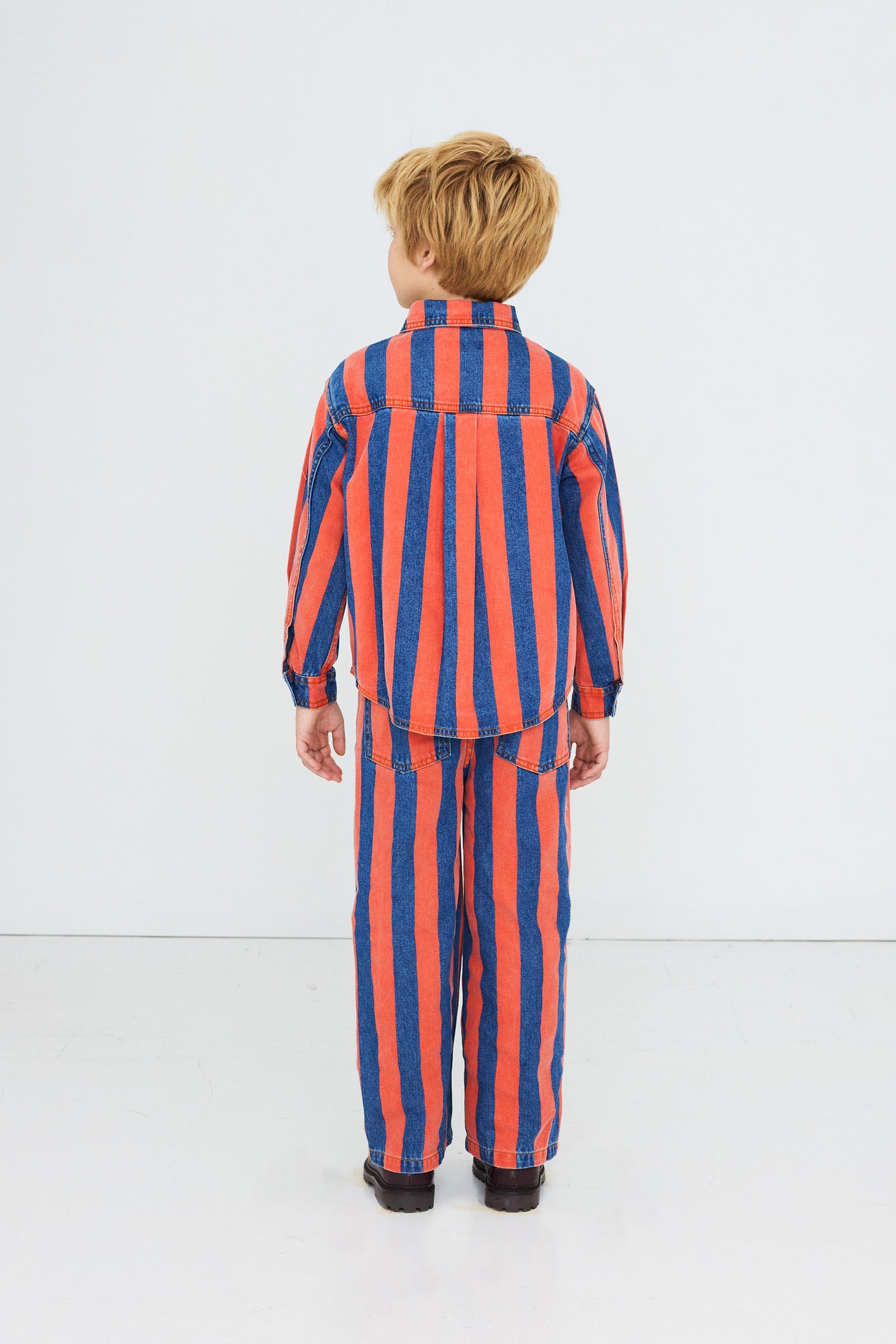 RED-BLUE STRIPED DENIM SHIRT