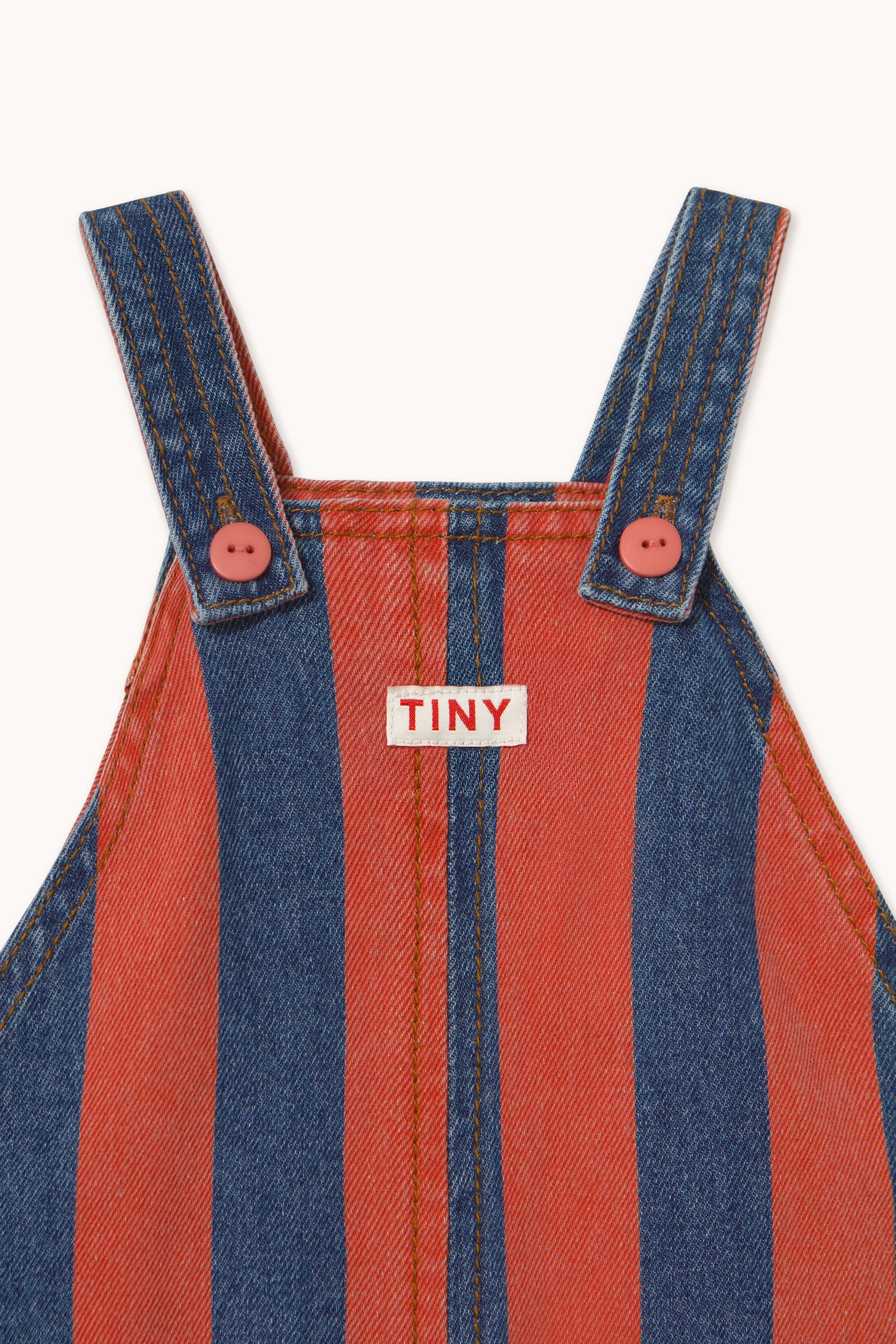 RED-BLUE STRIPED DENIM DUNGAREES