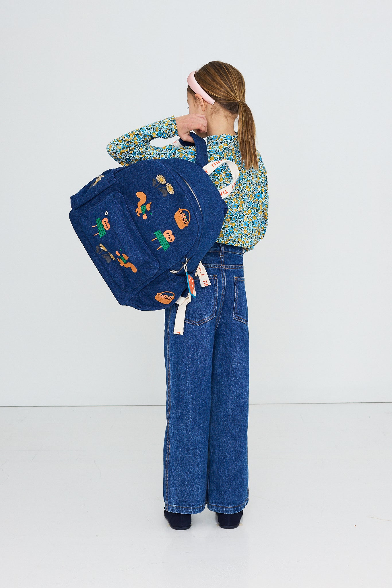 TINY APPLES DENIM BACKPACK