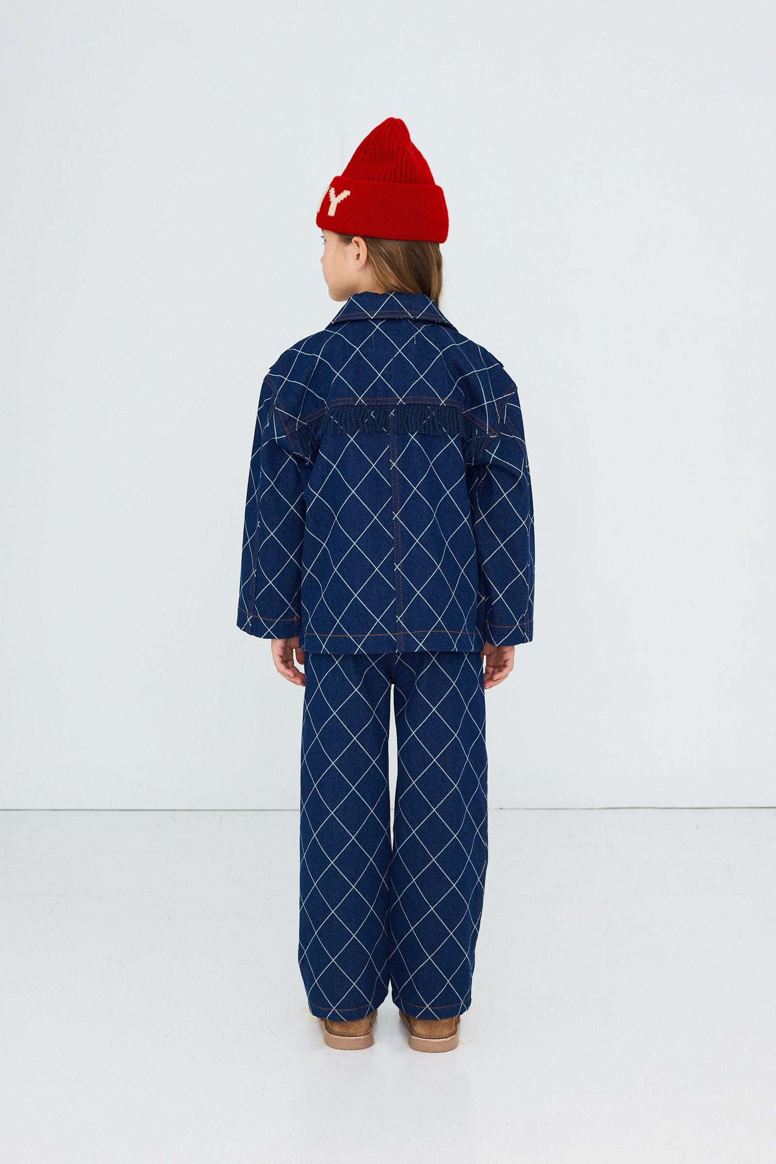 DENIMHOSE MIT FRANSEN DIAMOND PATTERN
