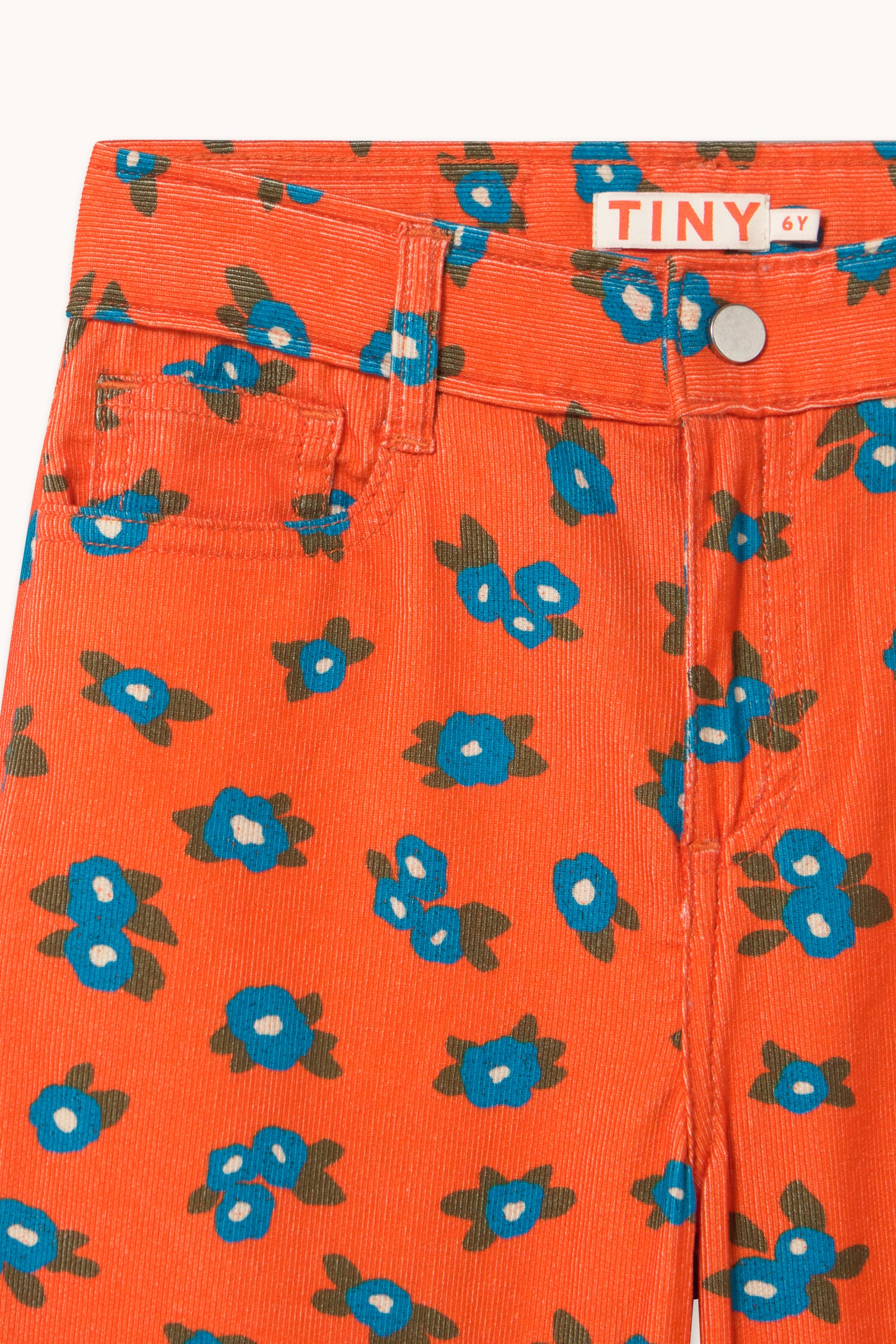 BLUE FLOWERS STRAIGHT CORDUROY PANTS