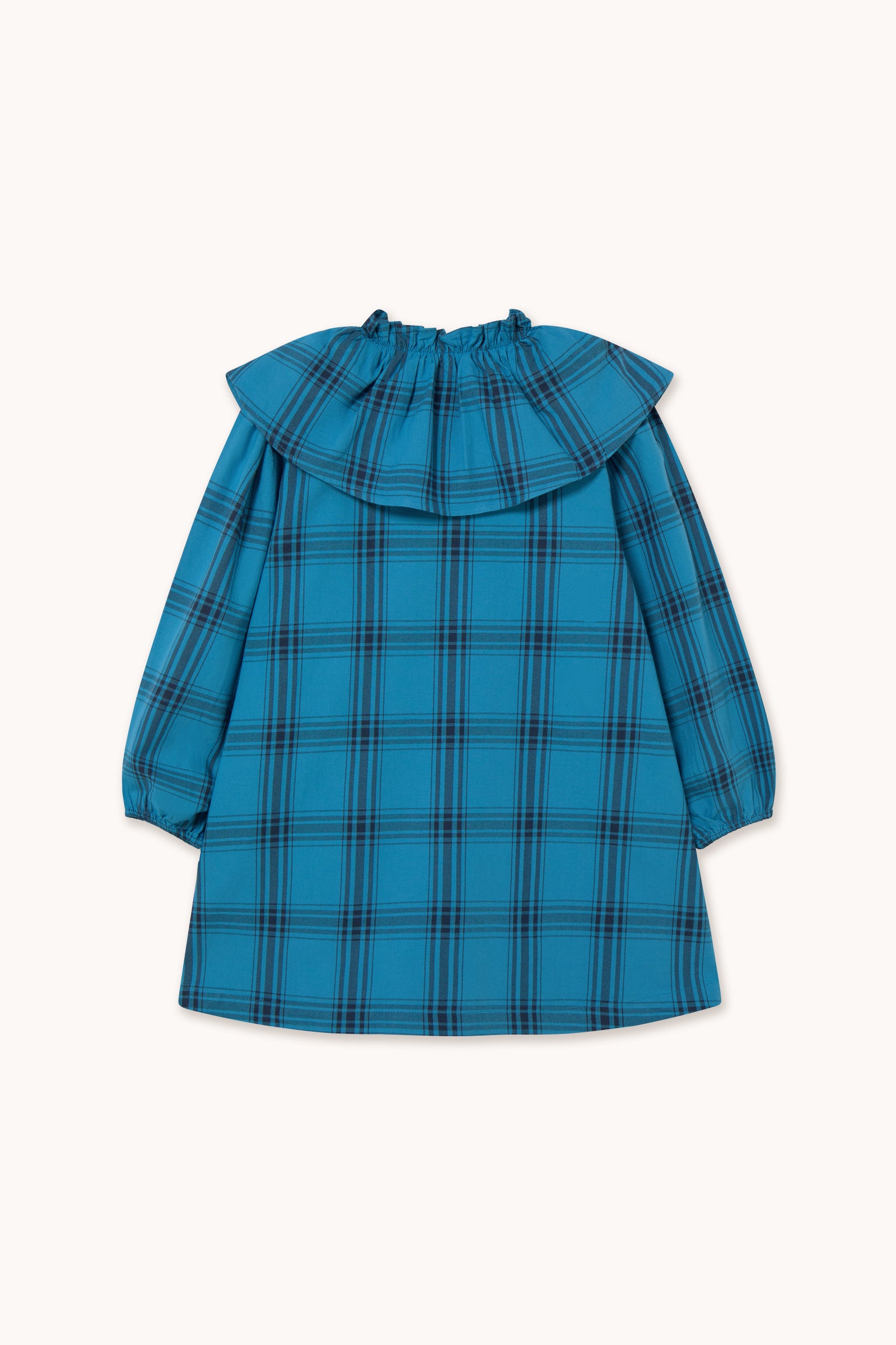 BLUE CHECK POPLIN DRESS