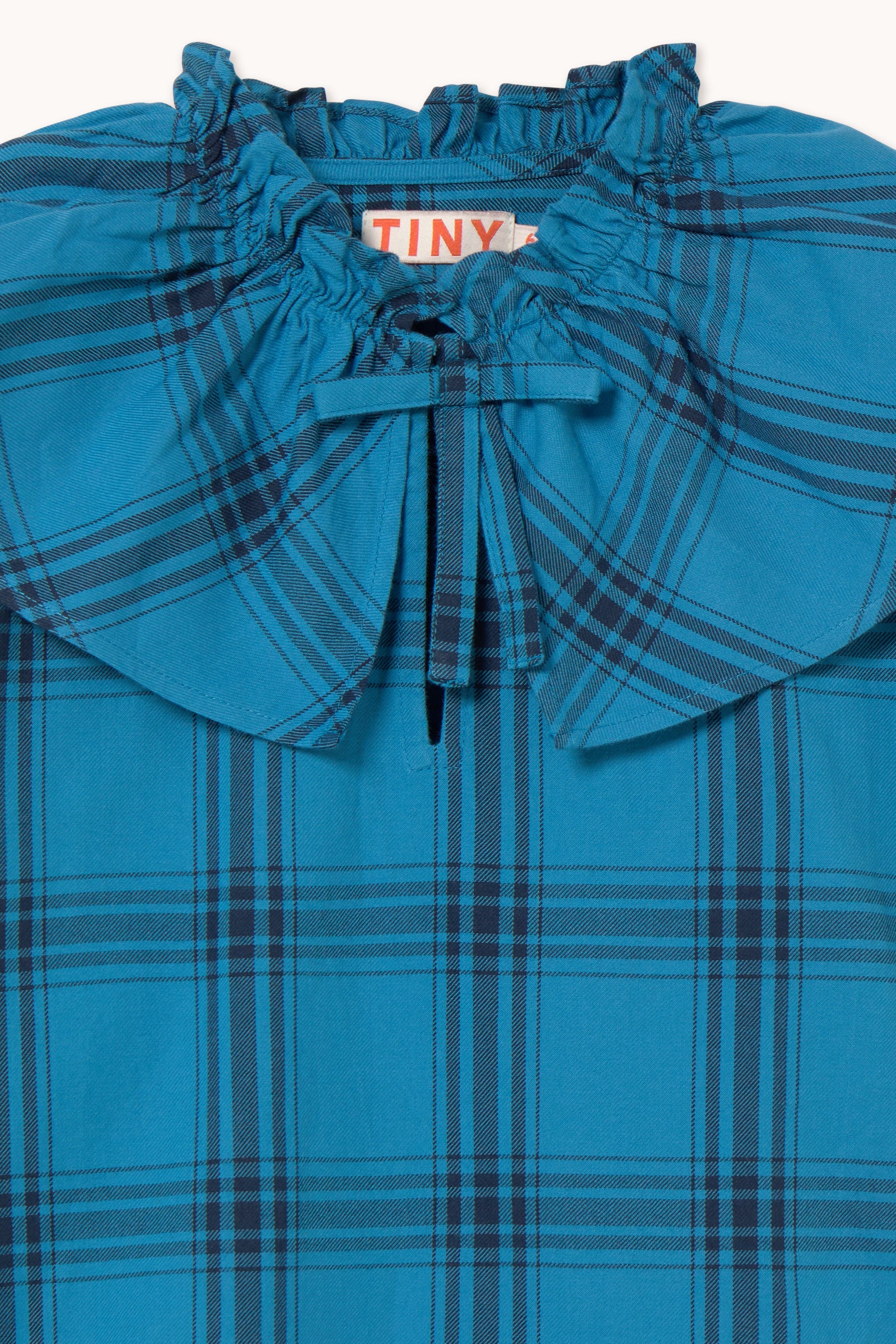 BLUE CHECK POPLIN DRESS