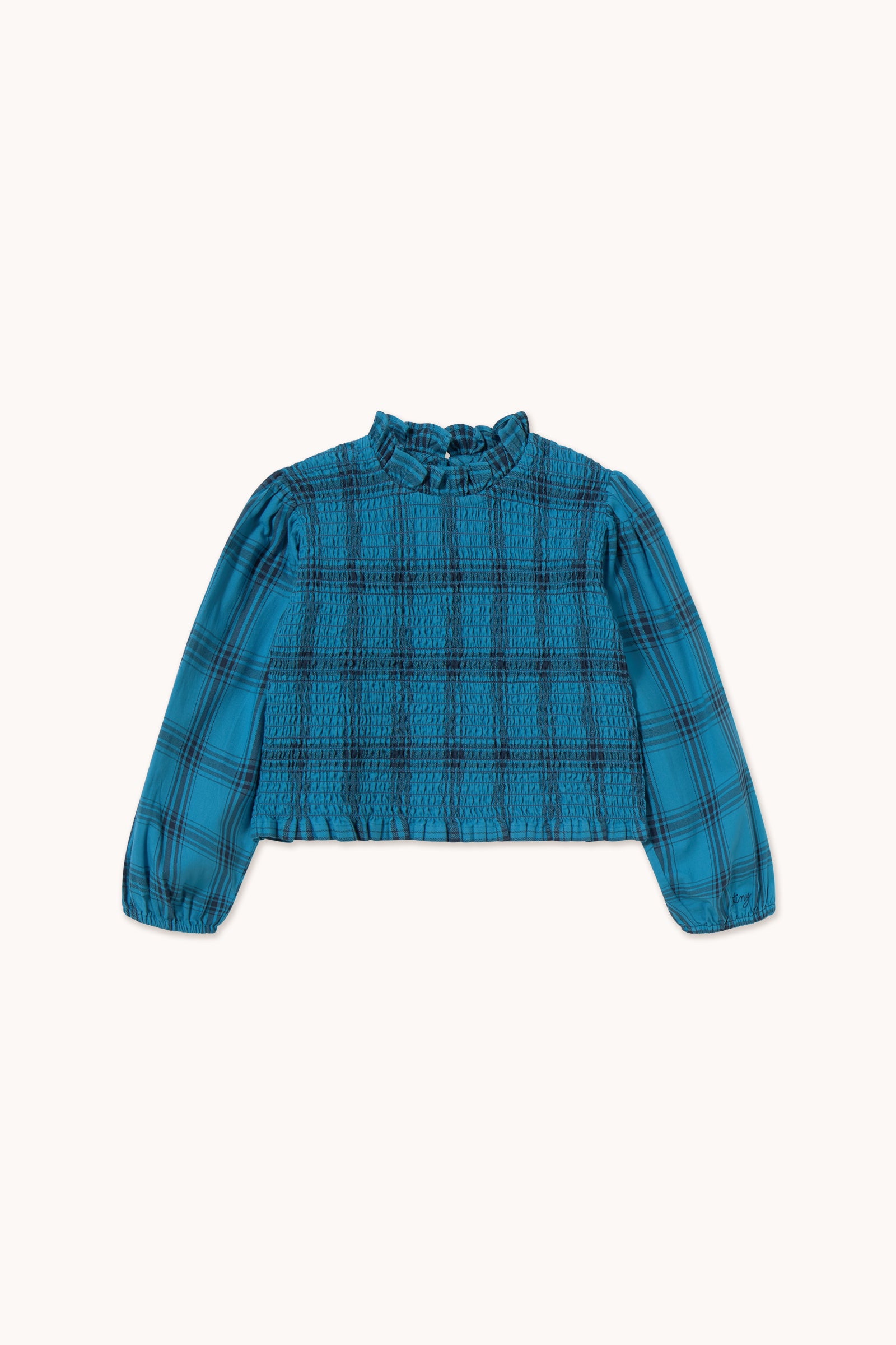POPELINEBLUSE BLUE CHECK