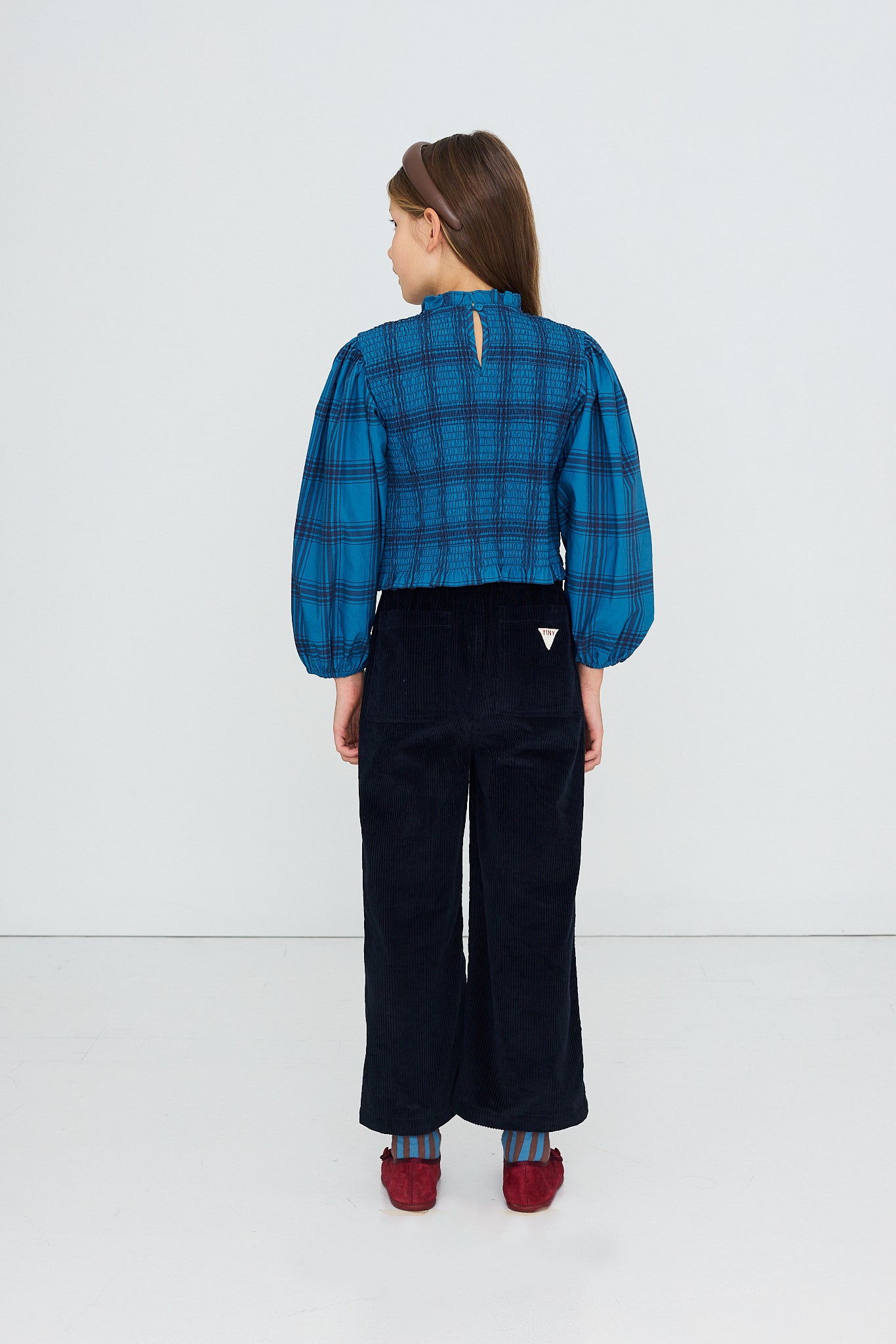POPELINEBLUSE BLUE CHECK