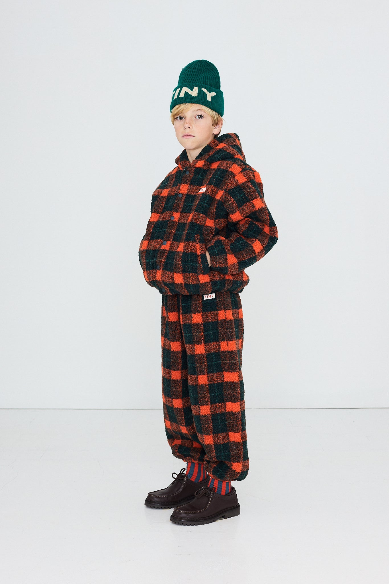 SUDADERA CON CAPUCHA RED CHECK SHERPA