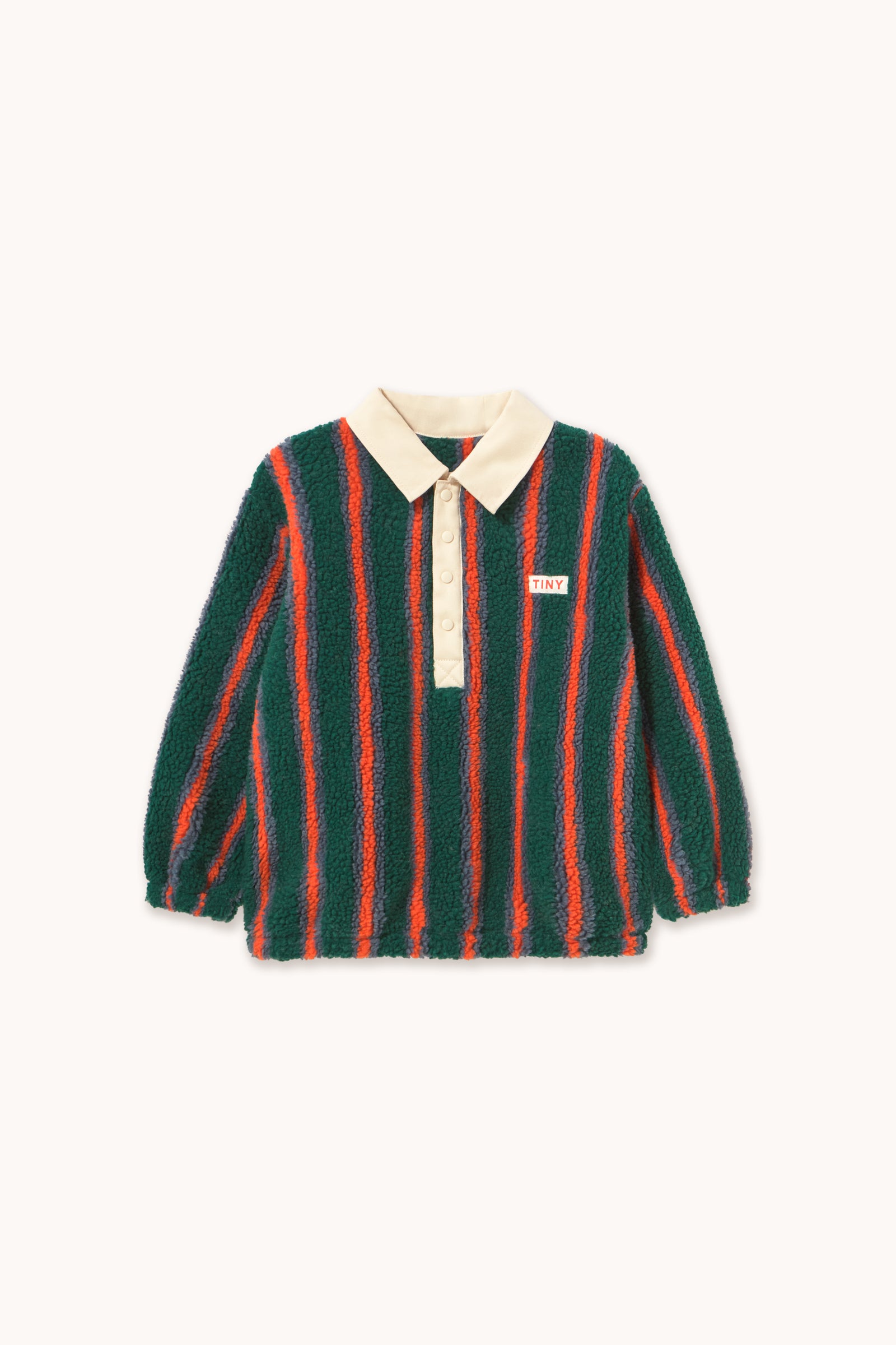 MULTICOLOR STRIPES SHERPA COLLAR SWEATSHIRT