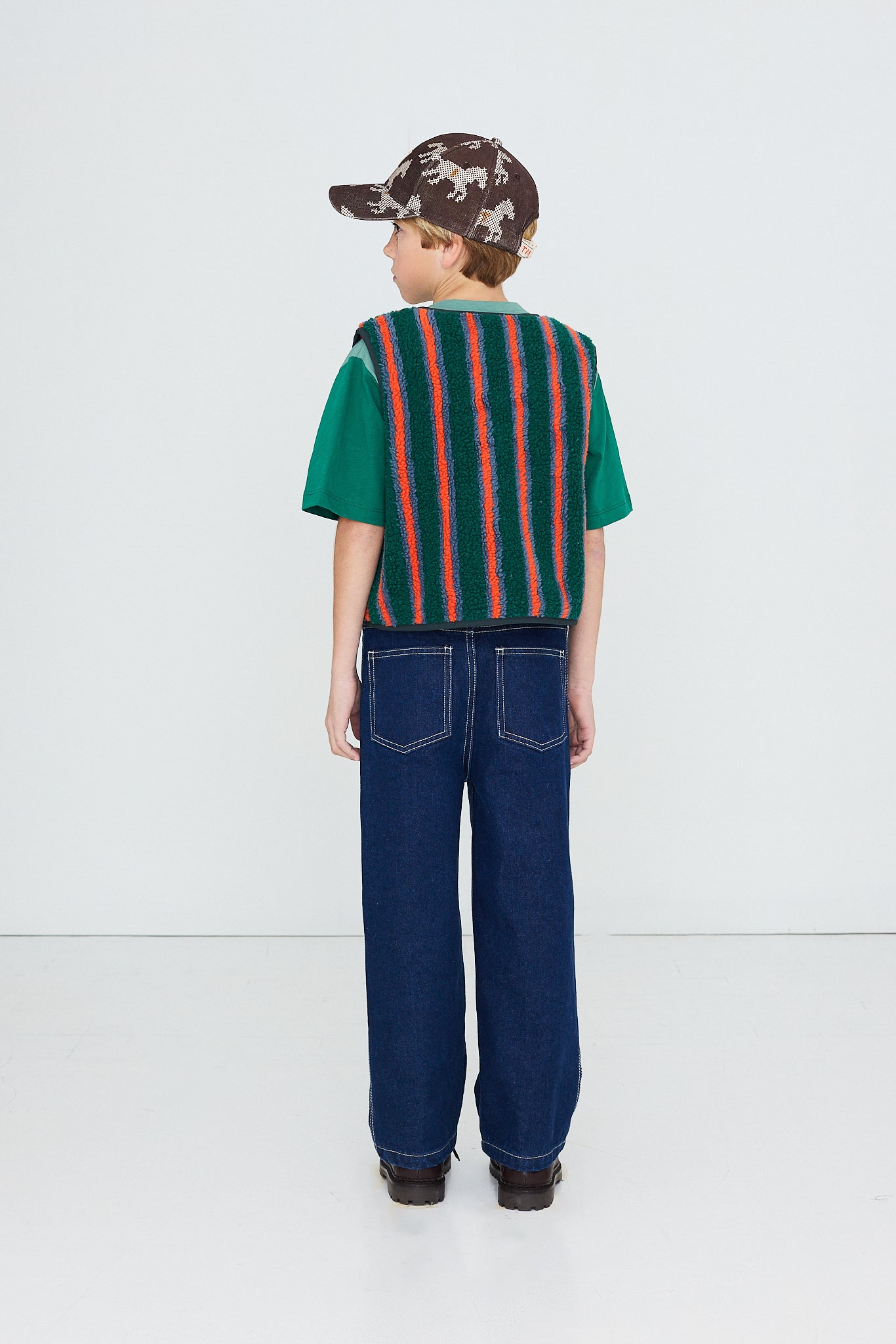 MULTICOLOR STRIPES SHERPA VEST