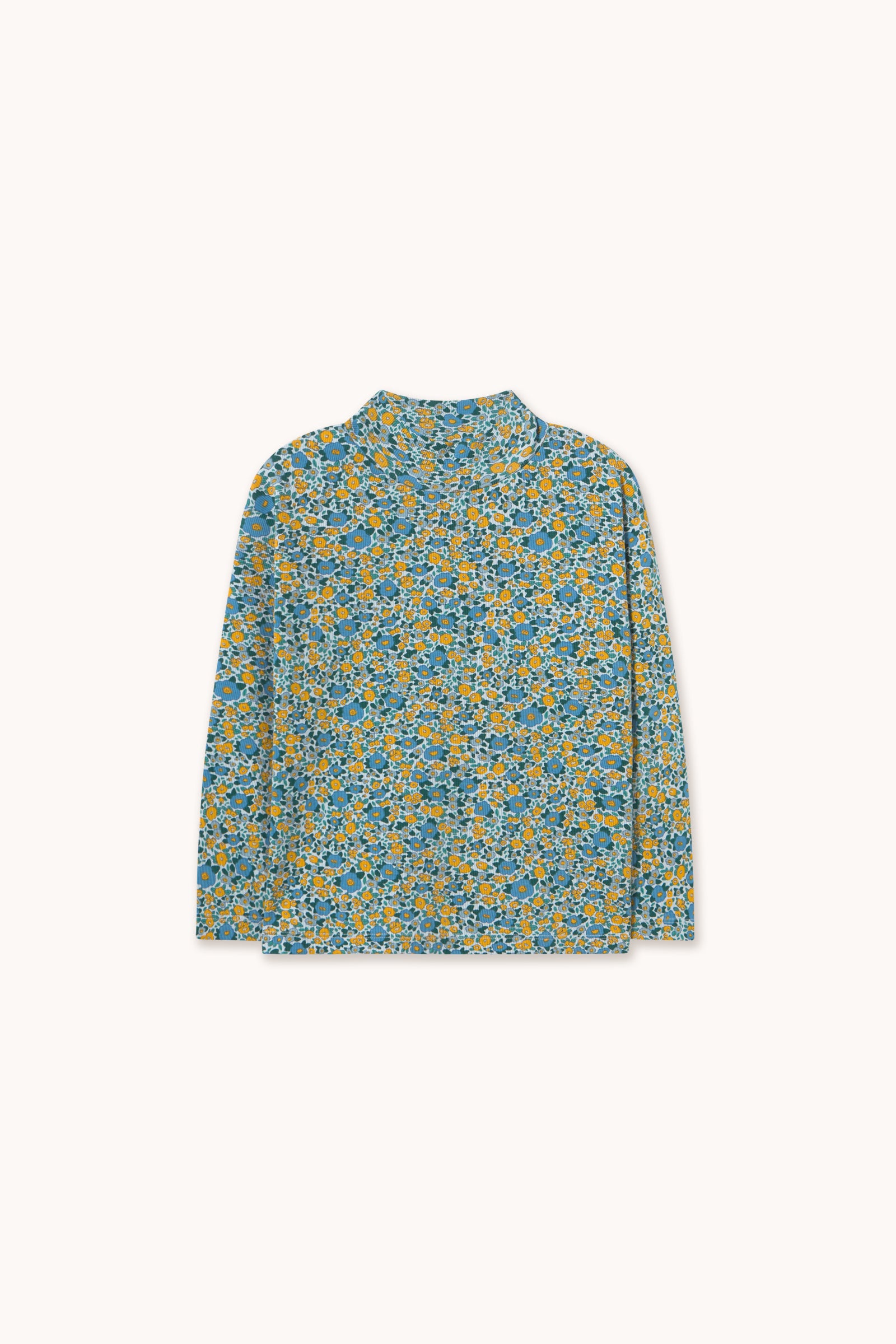 GERIPPTES STEHKRAGENTOP FLOWER PATTERN