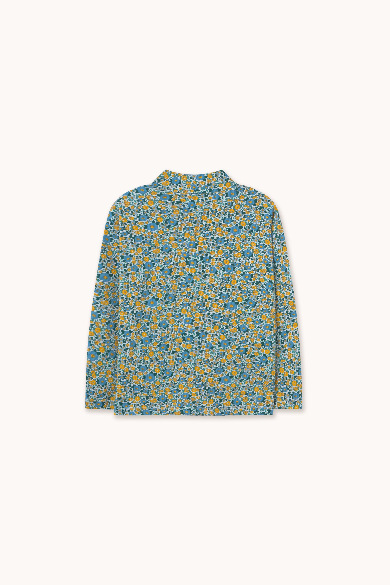 GERIPPTES STEHKRAGENTOP FLOWER PATTERN