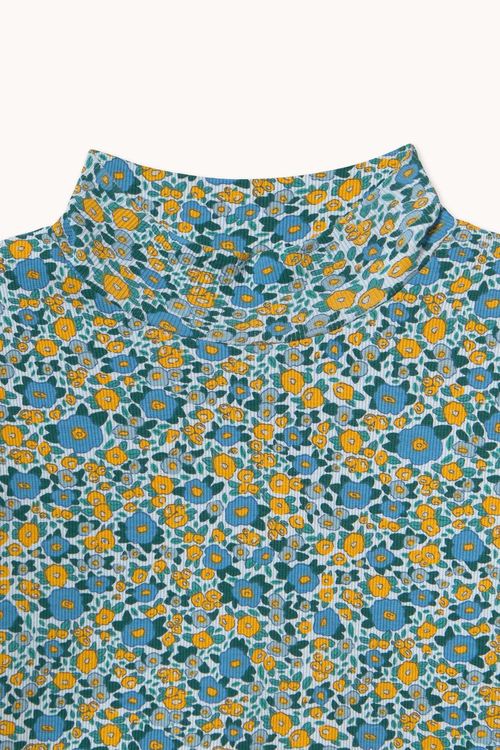 GERIPPTES STEHKRAGENTOP FLOWER PATTERN