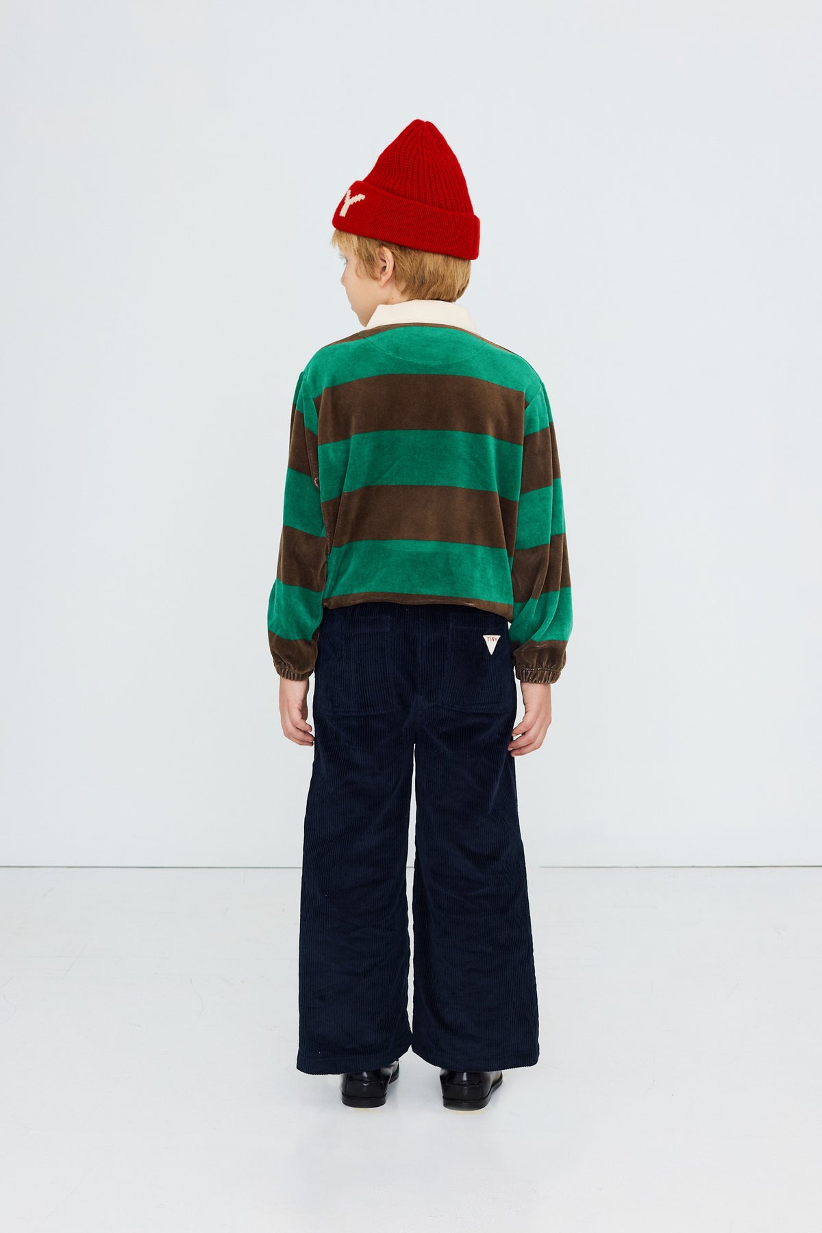 GREEN STRIPES POLO SWEATSHIRT