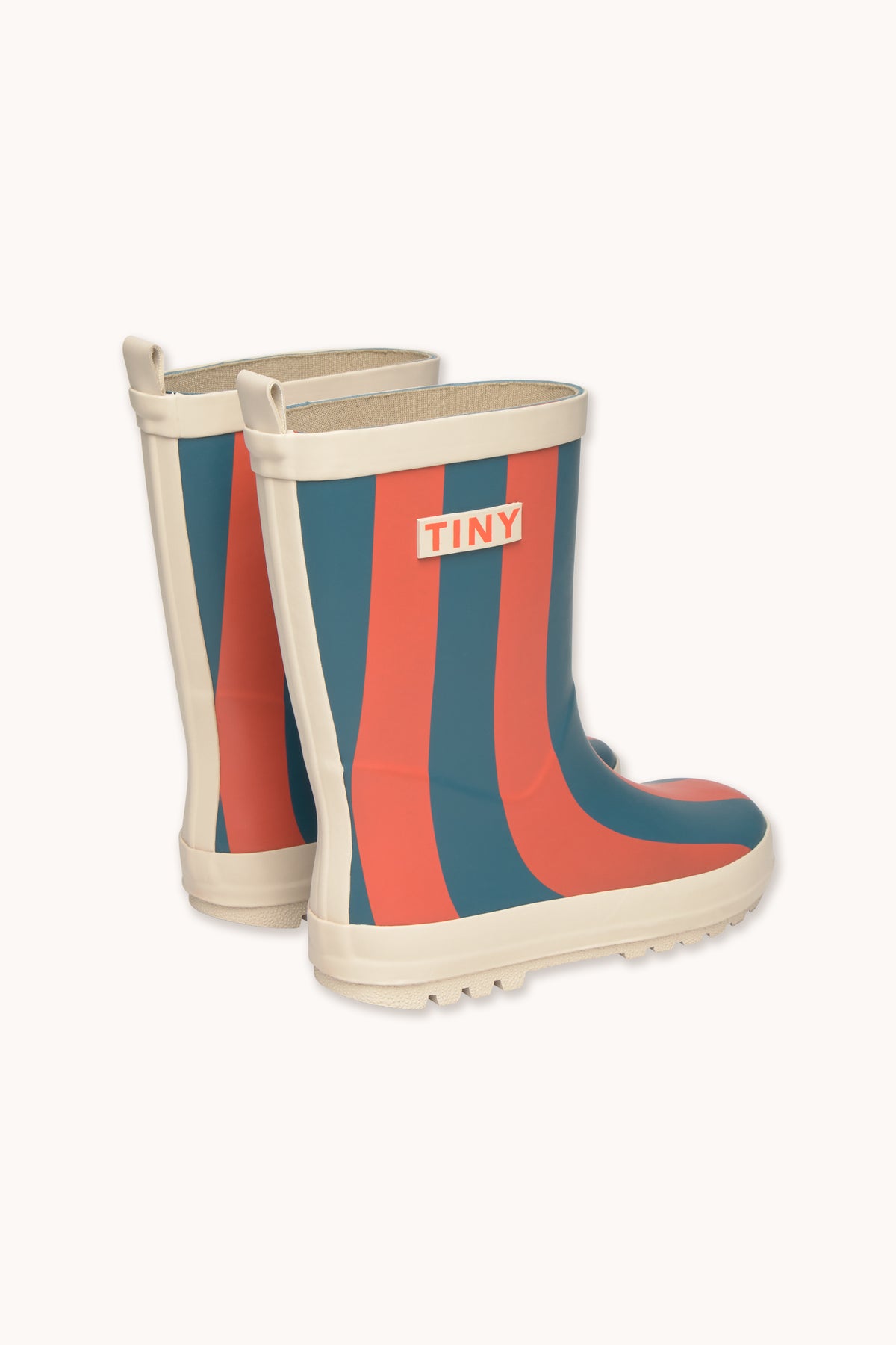 GUMMISTIEFEL MIT ROTEN UND BLAUEN STREIFEN
