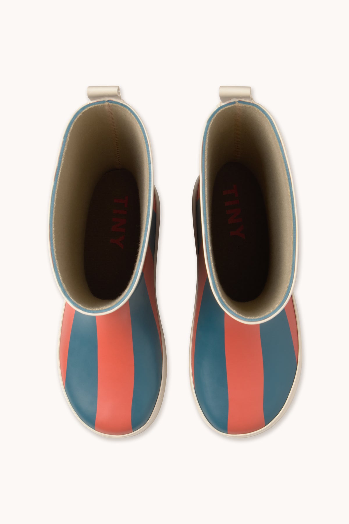 GUMMISTIEFEL MIT ROTEN UND BLAUEN STREIFEN