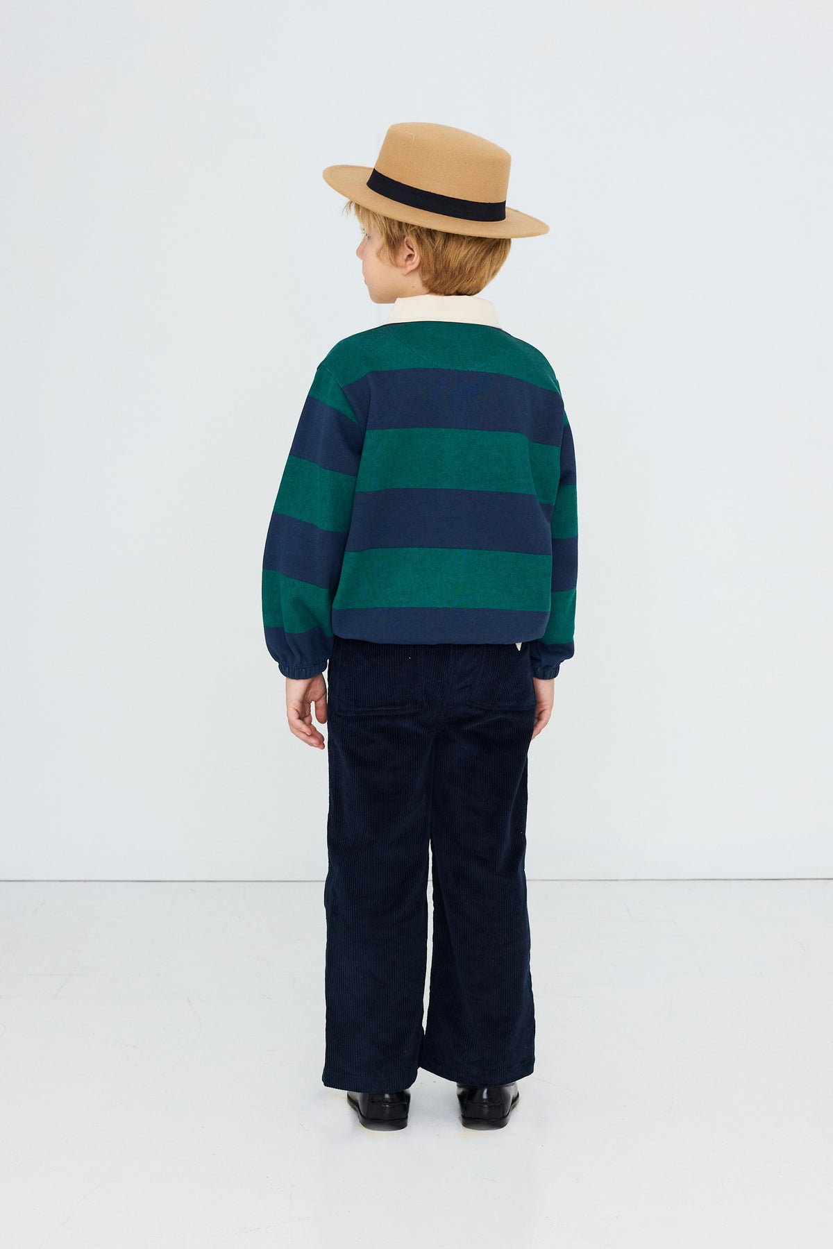 NAVY STRIPES POLO SWEATSHIRT