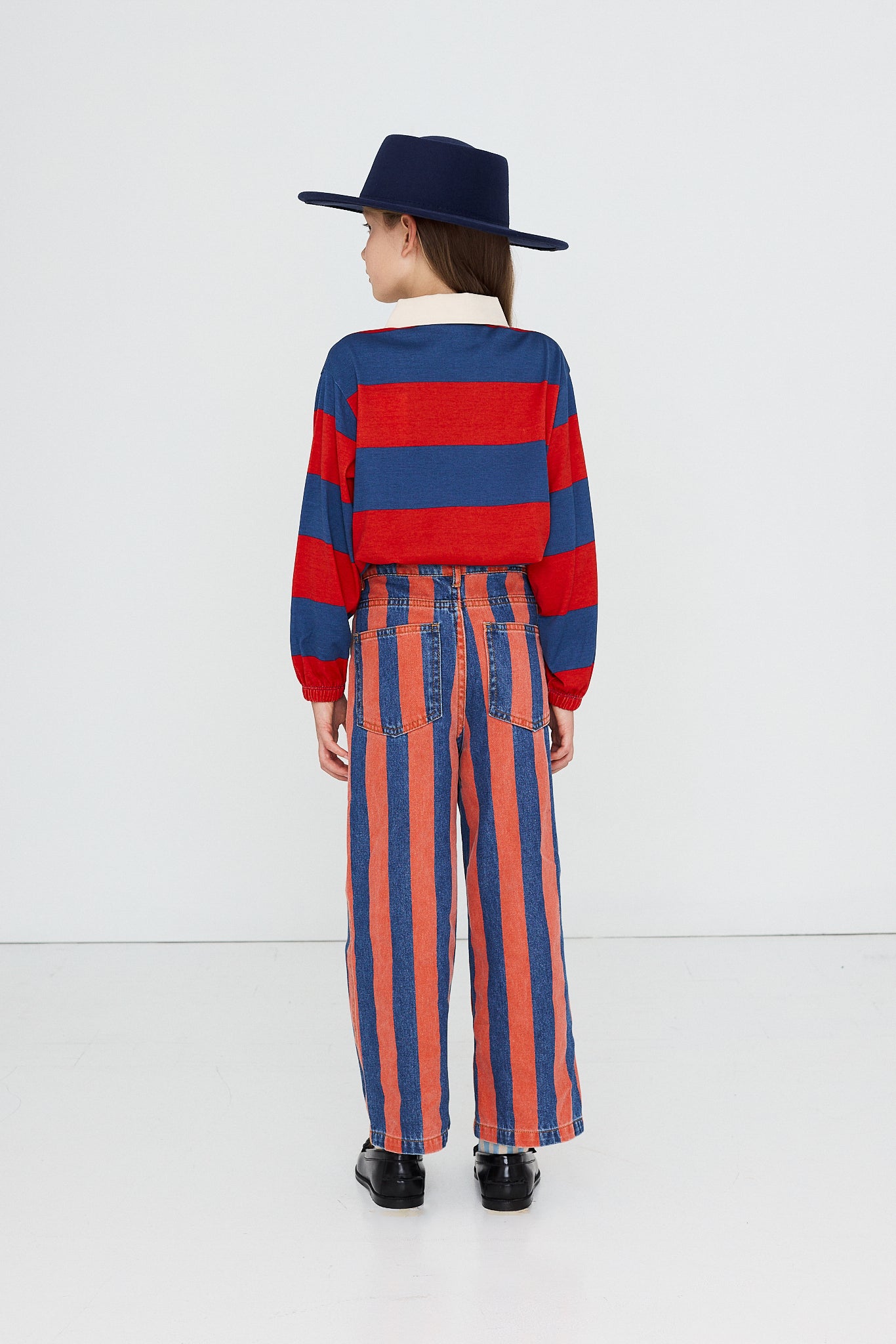 DARK RED STRIPES POLO SWEATSHIRT