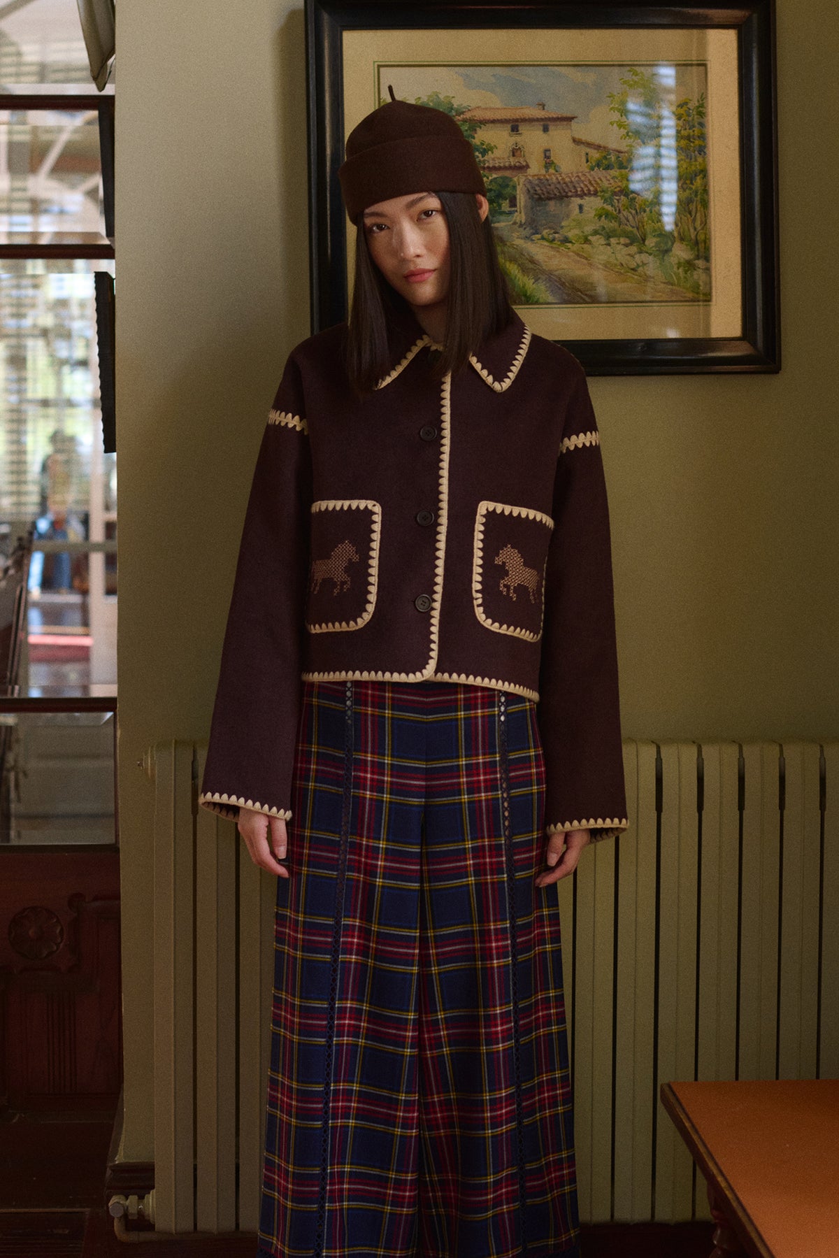 SHORT HORSES EMBROIDERED COAT