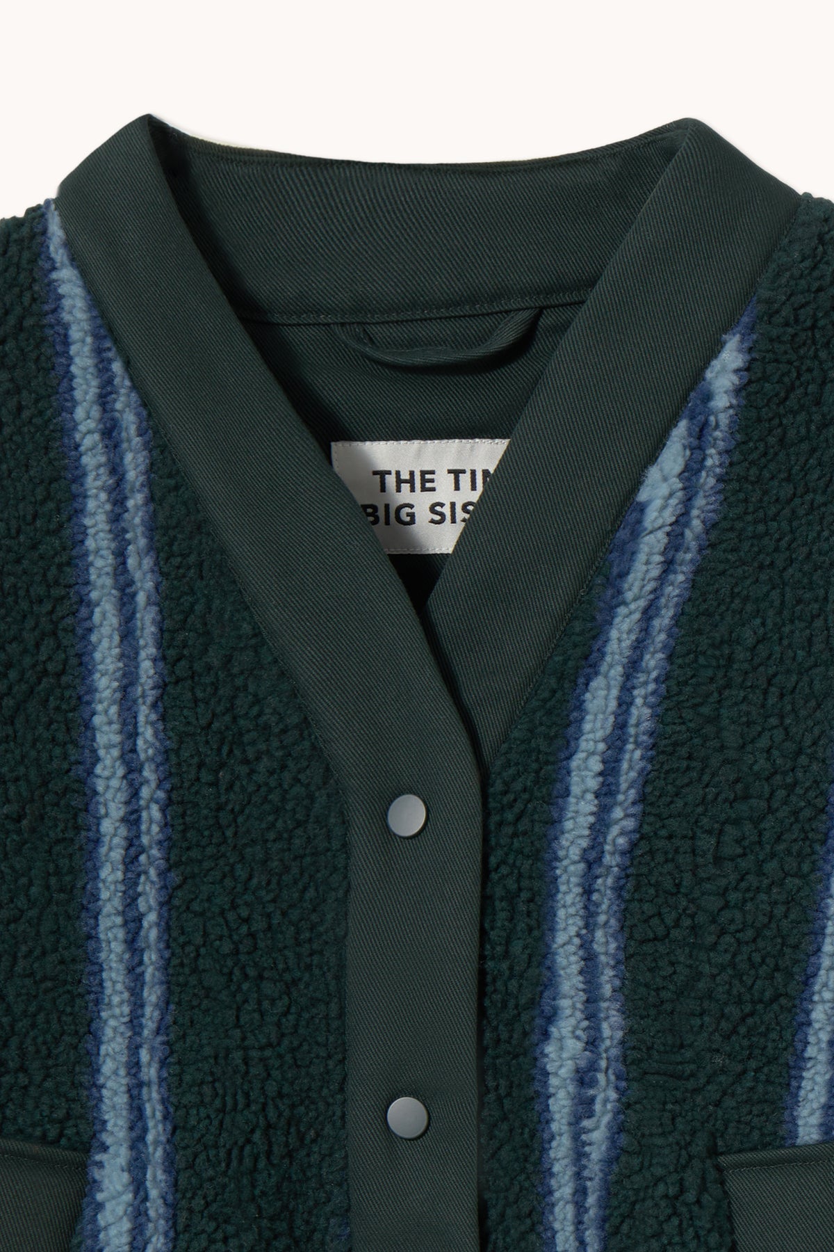 V NECK STRIPES SHERPA JACKET