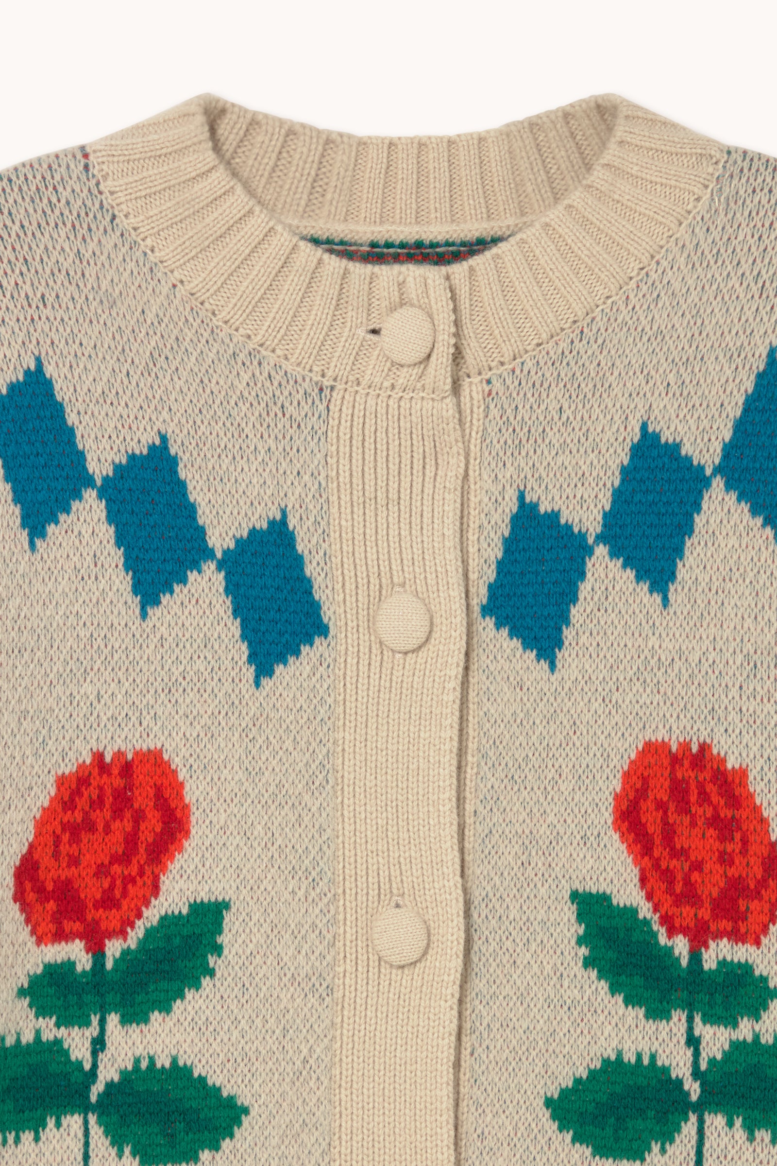 DIAMONDS ROSES ROUND NECK CARDIGAN