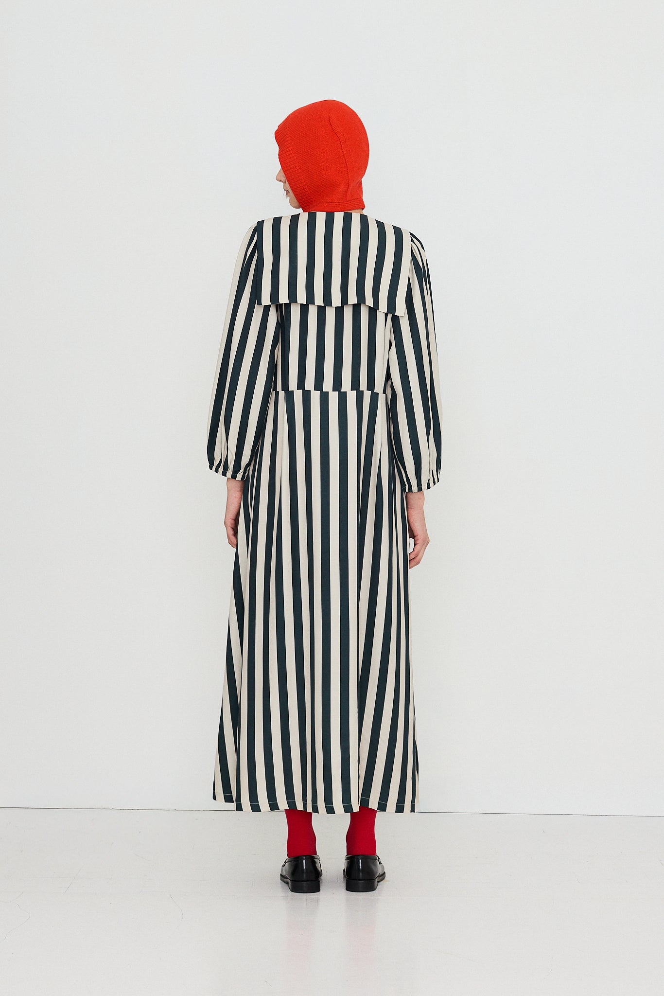 STRIPED MIDI DRESS